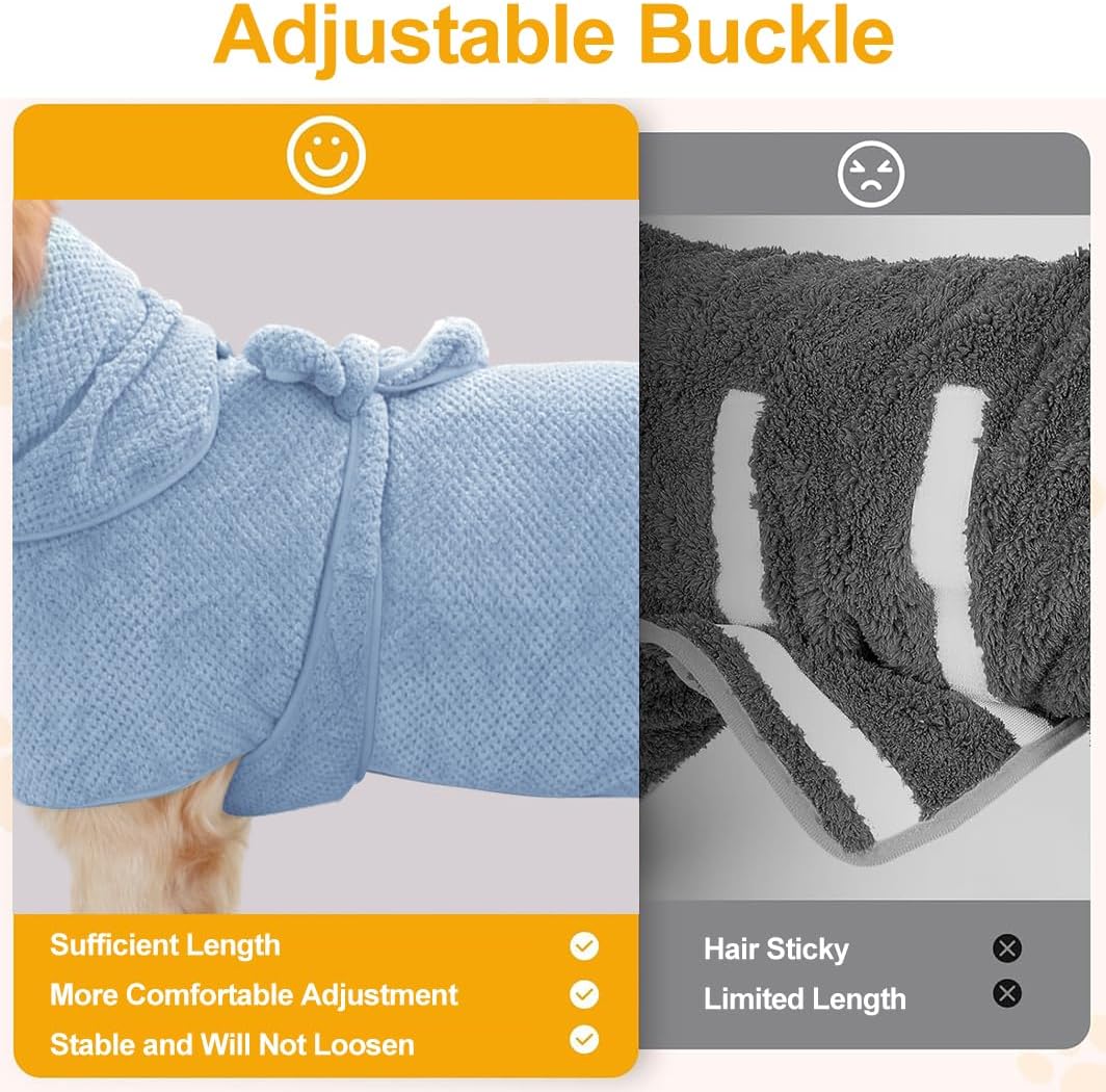 Giant Dog Bath Bubble, Quick Drying Super Absorbent Used for After Bathing, Warm Dog Towels, Adjustable Hoodies and Belts for Pet Dogs Bath Clothes Products (Blue Jacquard, 6XL)