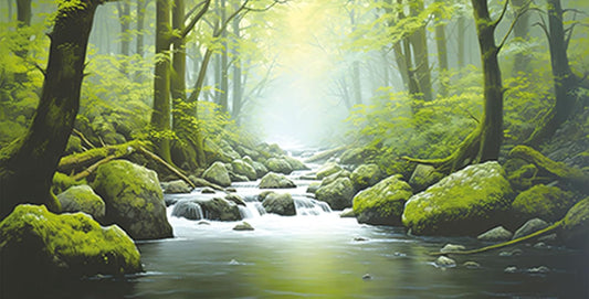 72X16IN Tropical Forest Terrarium Background, Natural Green Forest Tree Reptile Habitat Background, Misty Rainforest Aquarium Background, with 8 EVA Double-Sided Tape