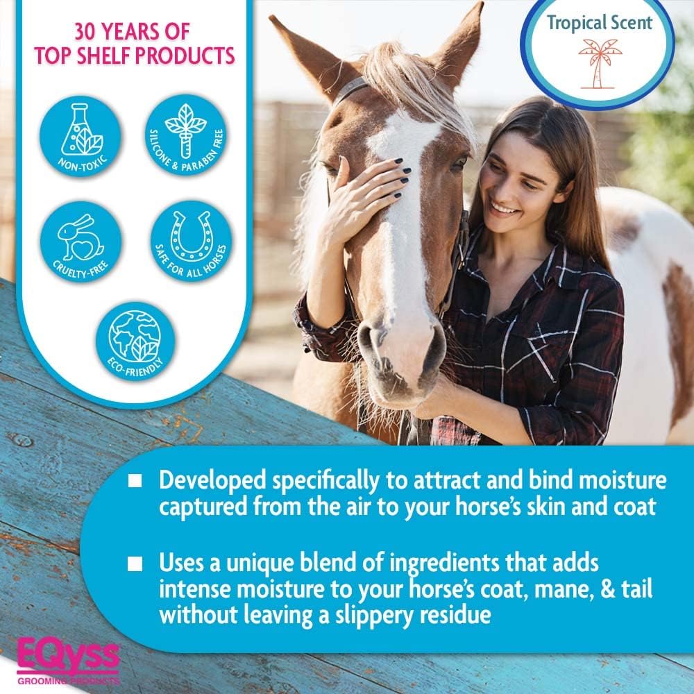 EQyss Premier Marigold Equine Coat Conditioning Spray - Moisturize Horse's Skin & Coat, Add Shine, Detangle, Repel Dirt & Dust, Silicone-Free (32 oz)