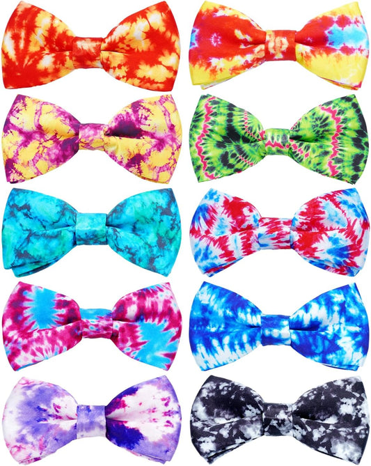 PET SHOW 10 Pack Tie Dye Small Dog Bow Ties Sliding Collar Attachments Puppy Cats Floral Bowties for Medium Dogs Gradient Colors Bowknots Party Holiday Pet Grooming Accessories(Small)