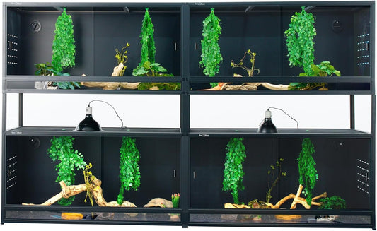 Stackable Space Efficient Reptile Enclosure 44"x20"x20", Reptile Tank 4 Packs for Bearded Dragon and Ball Python, Expandable Snake Terrarium with Front Opening, Combination Lock