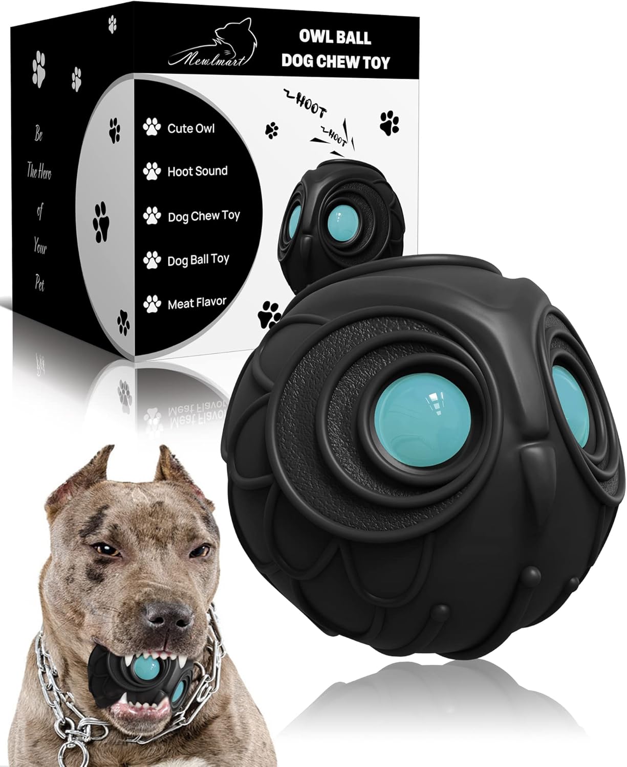 Mewlmart Giggle Ball for Dogs Owl Toys for Aggressive Chewers Punching Balls Gift for Dog Medium Large Dogs Ball Natural Rubber Cute Fun Owl Hoot (Death Knight)