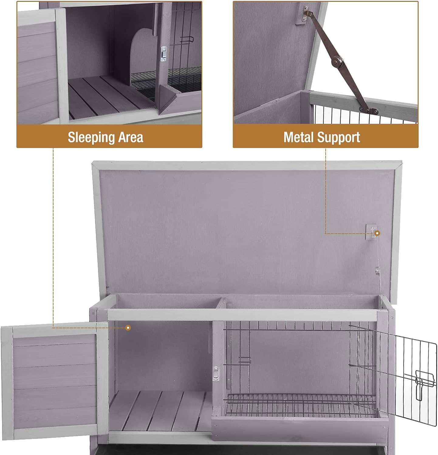 Rabbit Hutch Indoor Rabbit Cage with Metal Wire Pan,Outdoor Bunny cage with Pull Out Tray