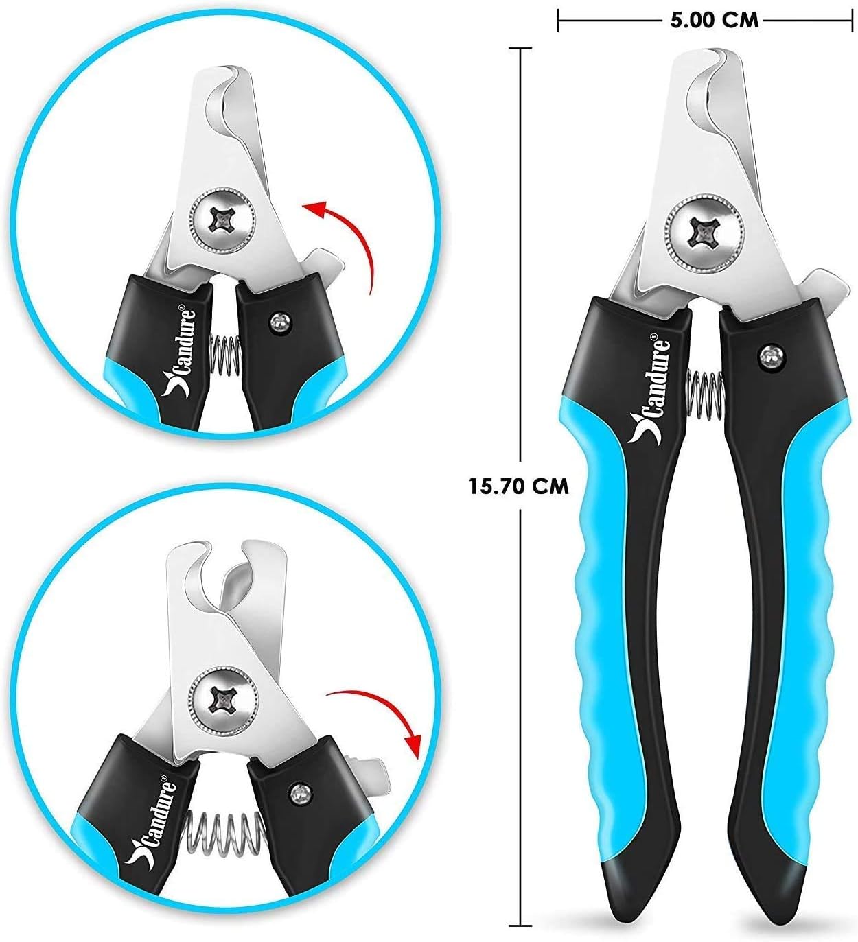 Candure Dog Nail Clippers and Trimmer with Safety Guard to Avoid Over-Cutting Toe Nails Professional Grooming Pet Nail Clipper with Nail File for Small Medium-Large Breeds