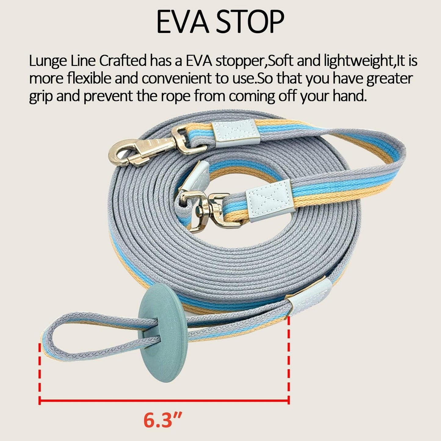 Lunge Line Polyester Cotton Lunge Line 25 Ft with EVA Stop Equine Lunge Line for Horses with Swivel Bolt Snap
