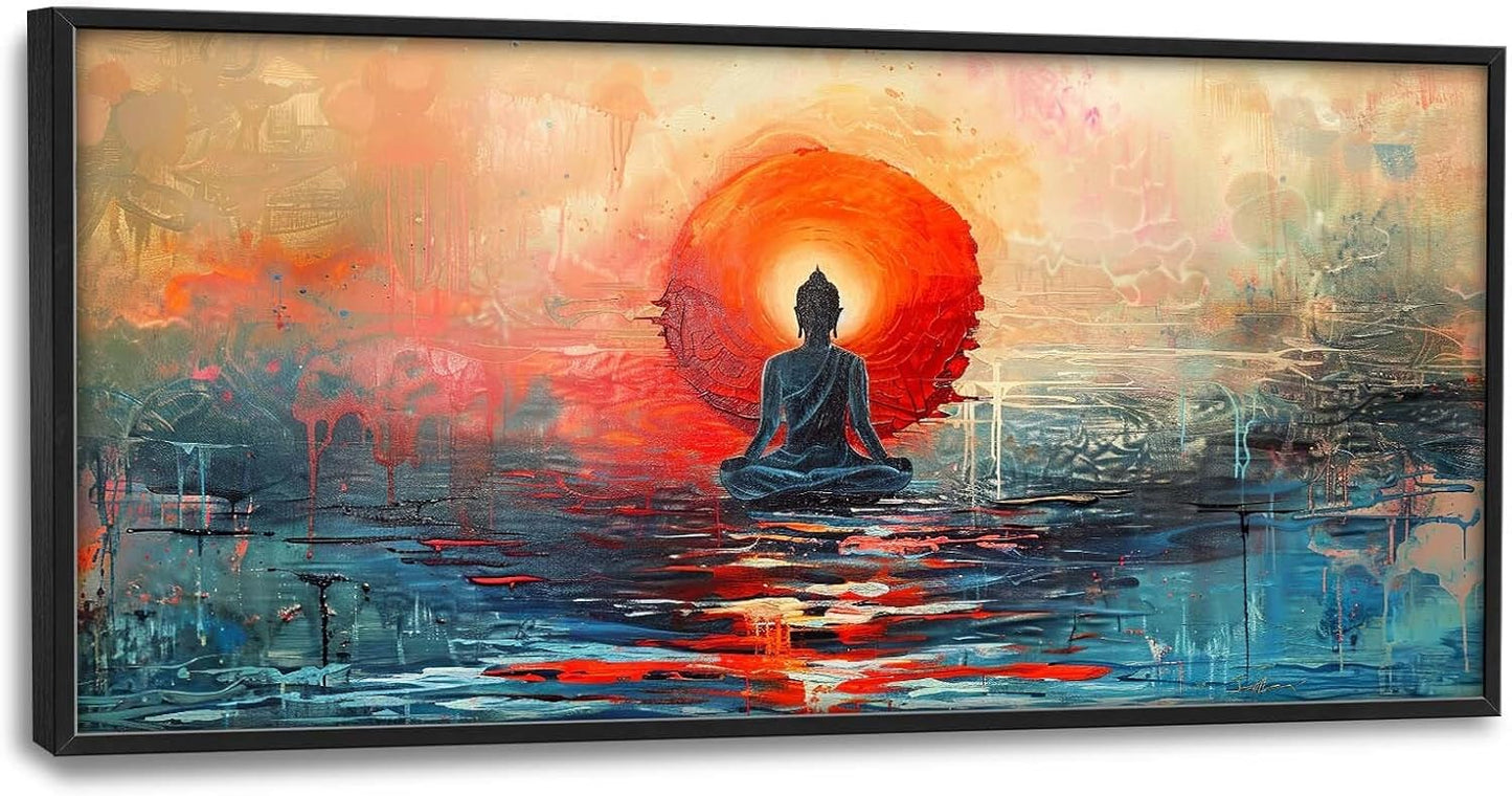 Quorin Buddha Large Wall Art Abstract Zen Pictures Spiritual Meditation Wall Decor Yoga Spa Canvas Print Painting Artwork for Bathroom Living Room Bedroom 60L x 30W