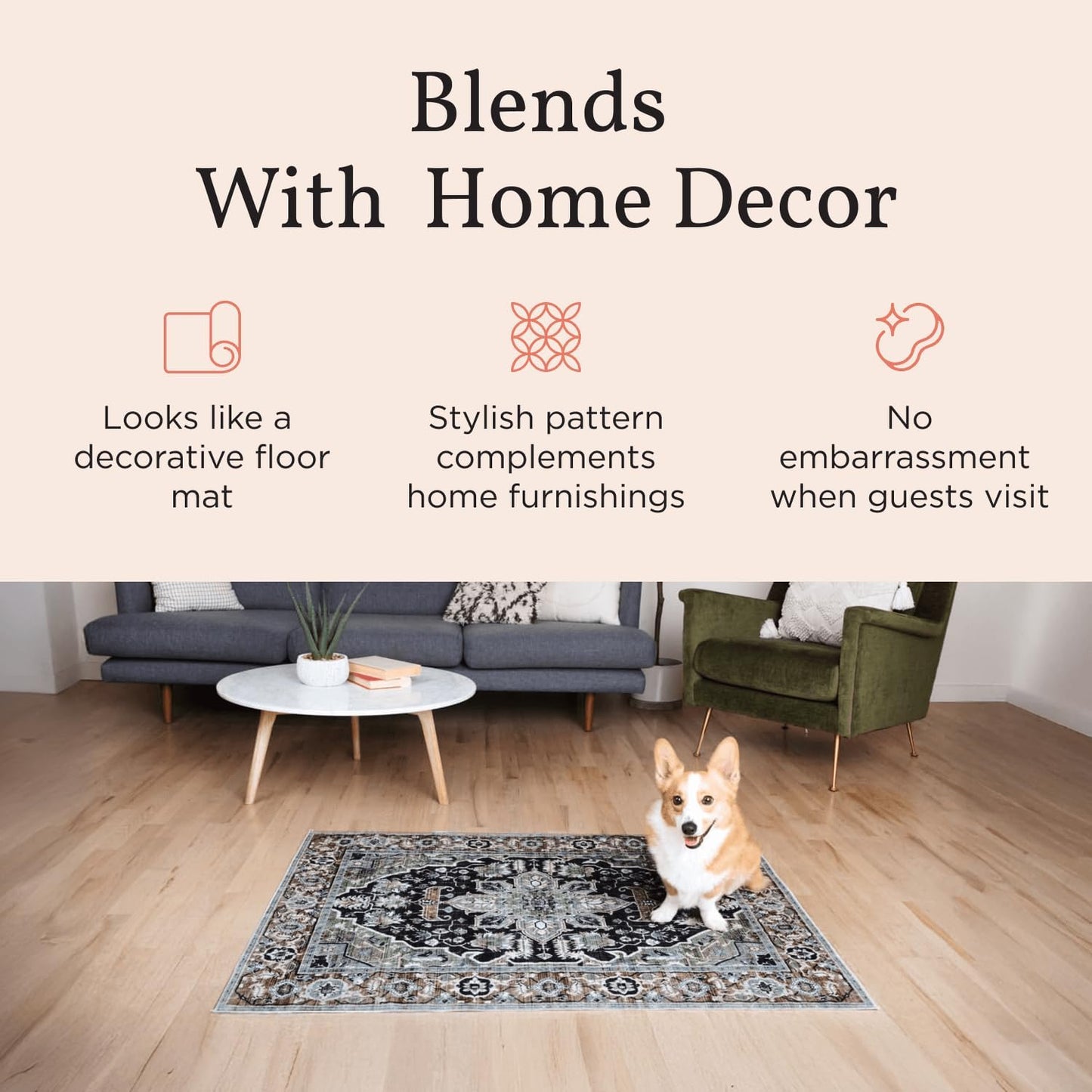 LOVEWAG Washable Dog Pee Pads, 24" x 16", Waterproof, Non-Slip, Super Absorbent, Reusable Machine-Washable, 2-Pack (Bohemian Jewel)