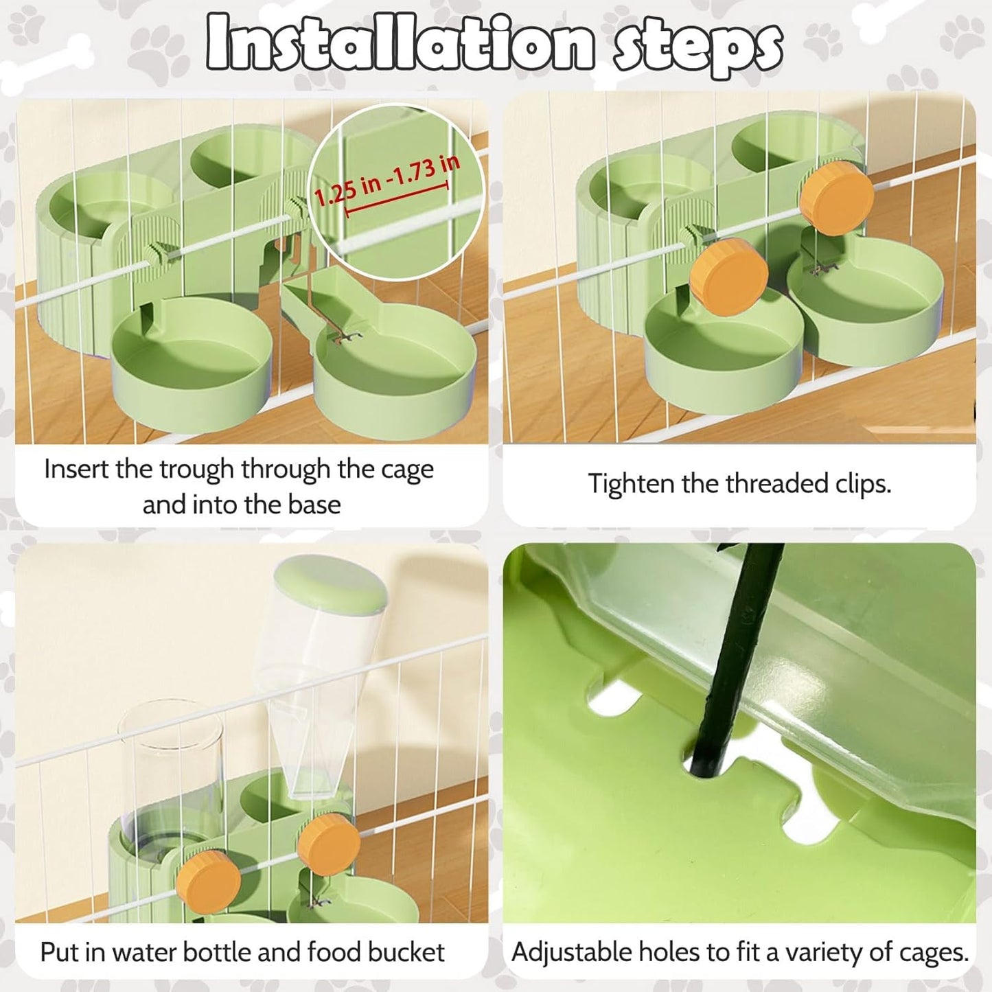 kathson Hanging Automatic Pet Food Water Dispenser,Cat Food and Water Dispenser Set Rabbit Water Dispenser Small Animal Feeding&Watering Supplies for Small Cats Dogs,Rabbits,Ferrets(Green)