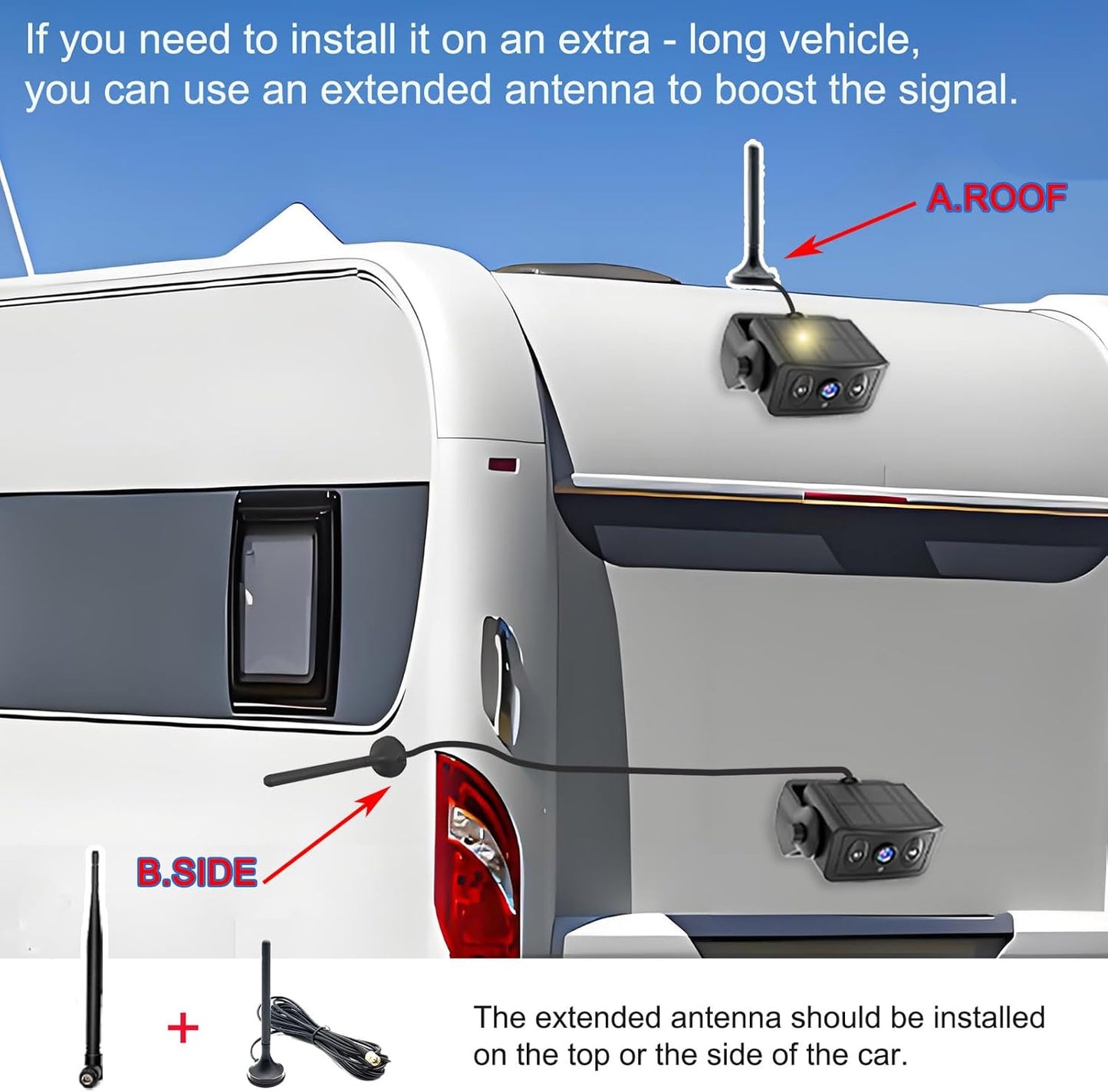 Wireless Backup Camera for Trucks & RVs, Solar - Powered - Magnetic, Portable, No - Drill, No - Wire Easy Install, Night Vision, Rechargeable with 5" HD Monitor systems for Car, Camper, Trailer