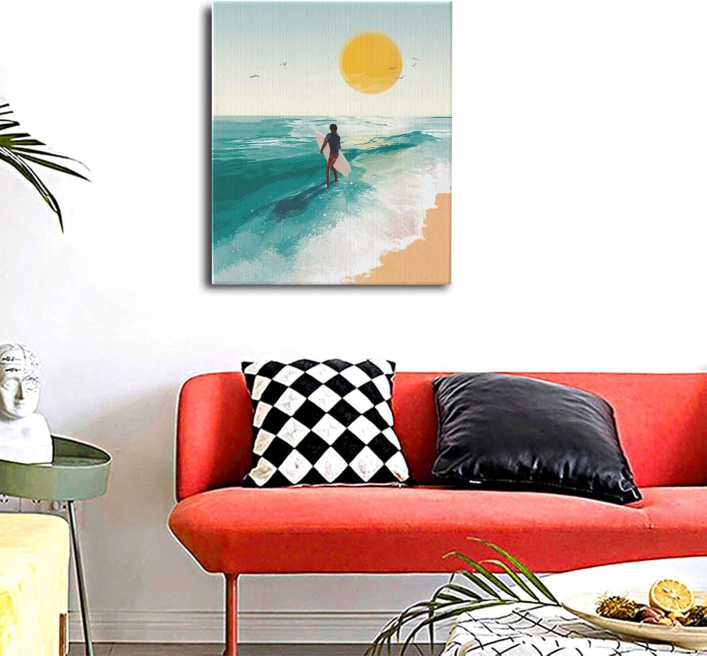 Beach Starfish Wall Decor Ocean Starfish Wall Art Sunset Scenery Coastal Theme Pictures Canvas Nature Seascape Painting Print Framed Artwork Decorations for Home Bathroom Living Room Bedroom Office 24"x20"