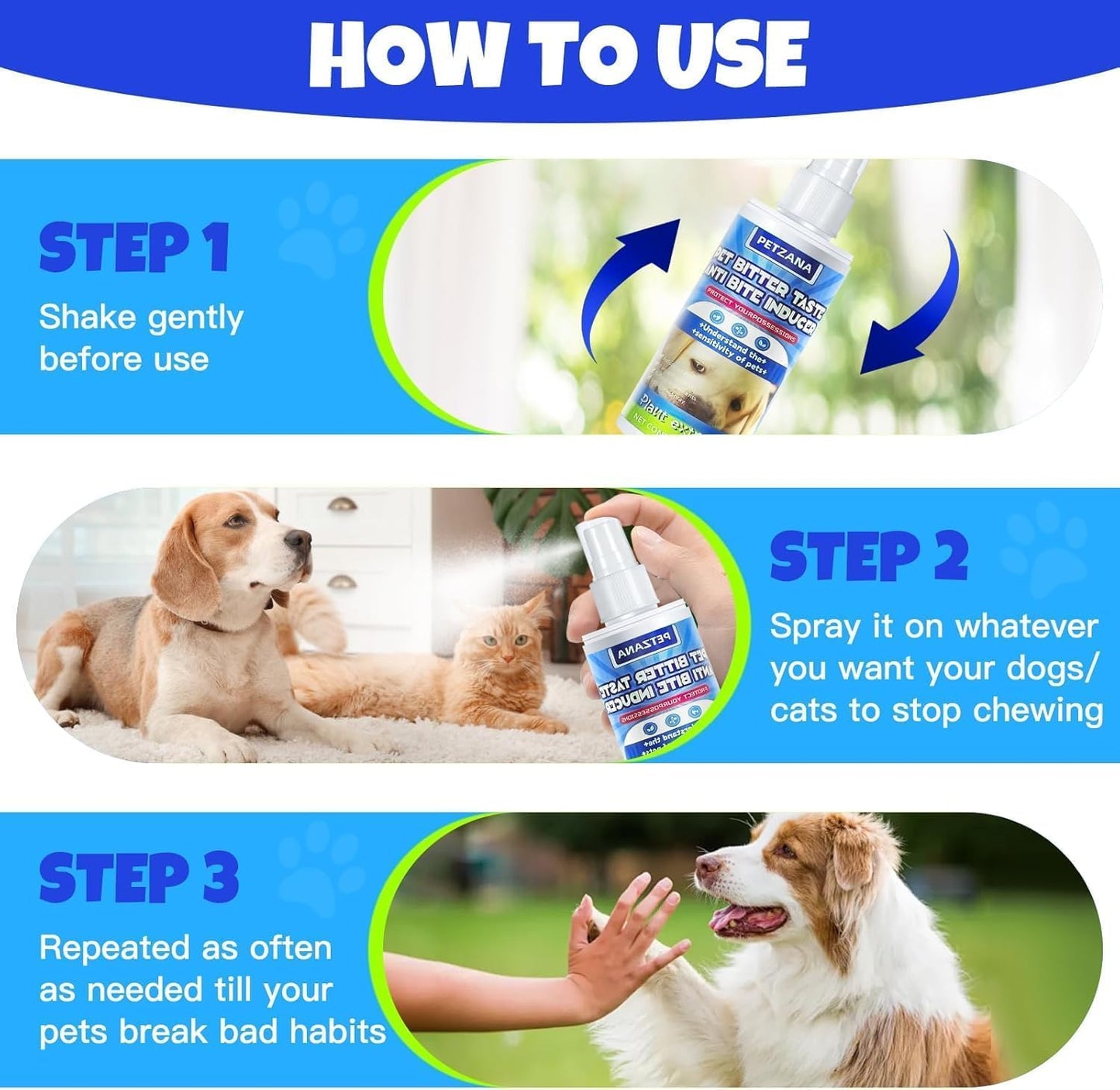 Bitter Apple Spray for Dogs: 100ML Natural Alcohol-Free Bitter Spray for Dogs to Stop Chewing Licking, Deterrent Spray for Puppy Training Protect Furniture, Shoes, Cords Indoor/Outdoor Use (100ML)