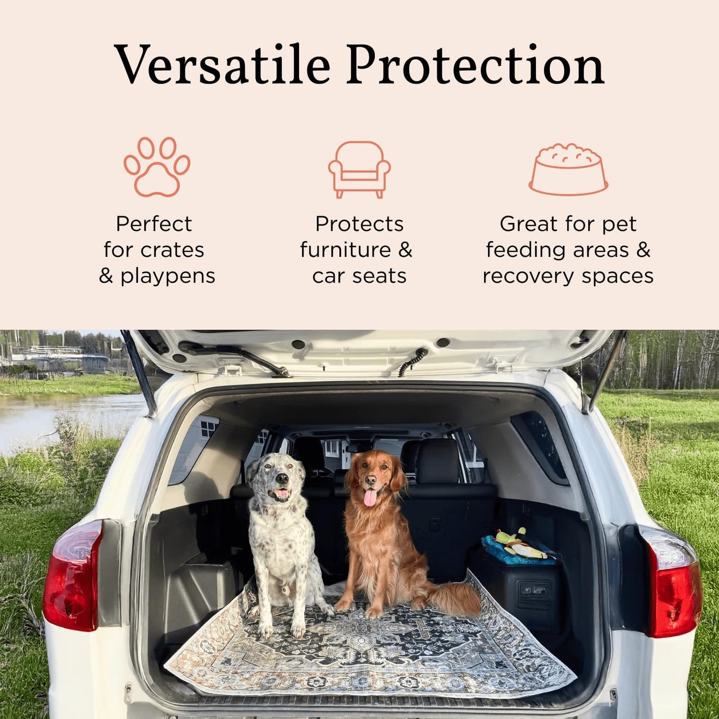 LOVEWAG Washable Dog Pee Pads, 36" x 48", Waterproof, Non-Slip, Super Absorbent, Reusable Machine-Washable, 2-Pack (Mystic Fuchsia)