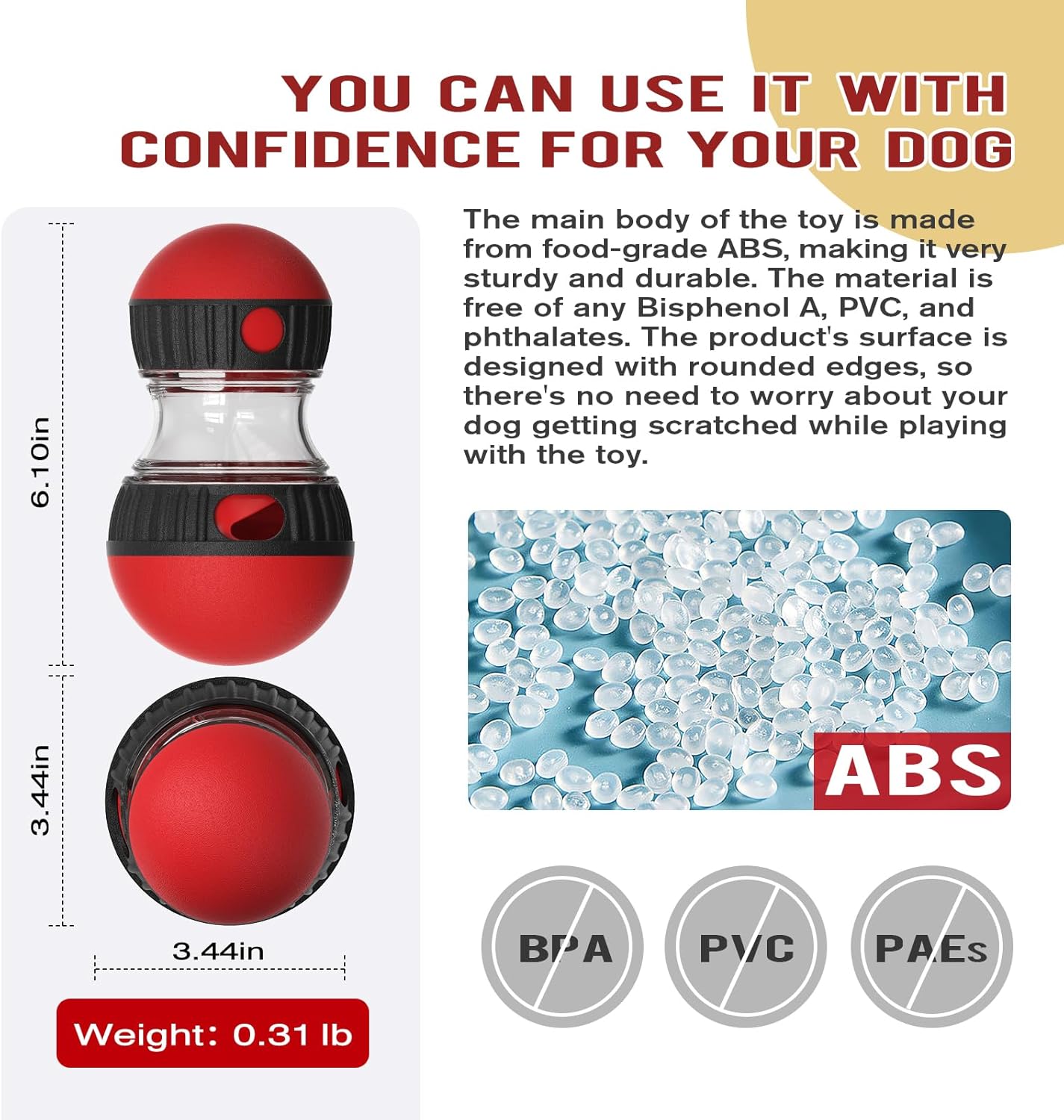 Dog Food Puzzle Toy Adjustable Treat Dispensing Food Dispenser Slow Feeder Bowls Puppy Enrichment Toy Ball Dog Interactive Chase Training Toys for Small Medium Large Dogs