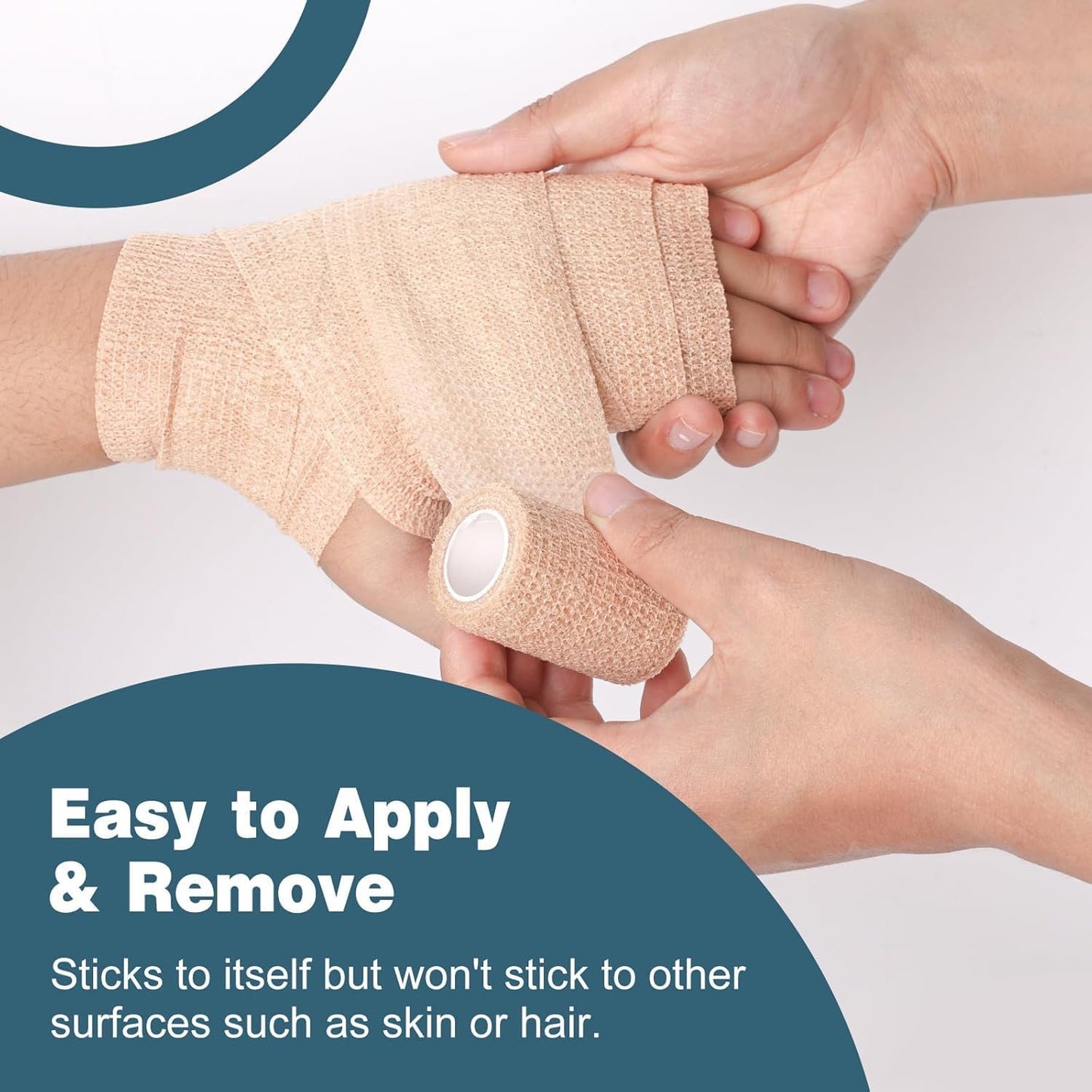 AZEN 120 Pack Self Adhesive Bandage Wrap, 2" X 5 Yards Elastic Cohesive Bandage Wrap, Skin Color Athletic Tape, Vet Wrap, Ankle Tape