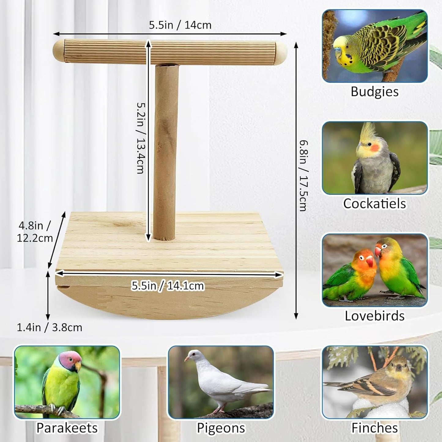 kathson Bird Training Stand Parakeet Playground Bird Perch Stand Portable Tabletop Bird Perch Parrot Stand perches T Shaped Bird Play Stand for Parakeet Conure Lovebird Cockatiel