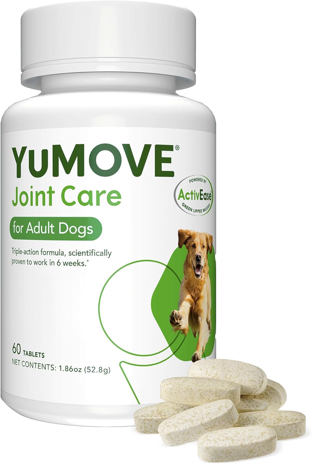 YuMOVE Hip & Joint Supplement for Dogs with Glucosamine, Hyaluronic Acid, Green Lipped Mussel & Omega 3 Joint Supplement - Regular or Advanced Strength (60ct, Chewable Tablets)