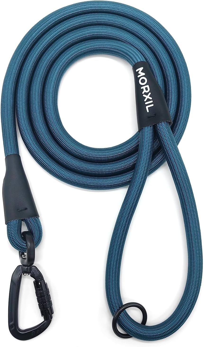 Rope Dog Leash, 4 ft Heavy Duty Dog Leash with Aviation Aluminum Auto Locking Carabiner, Strong Nylon Pet Lead for Small, Medium, Large Dogs (Navy Blue, 4FT)