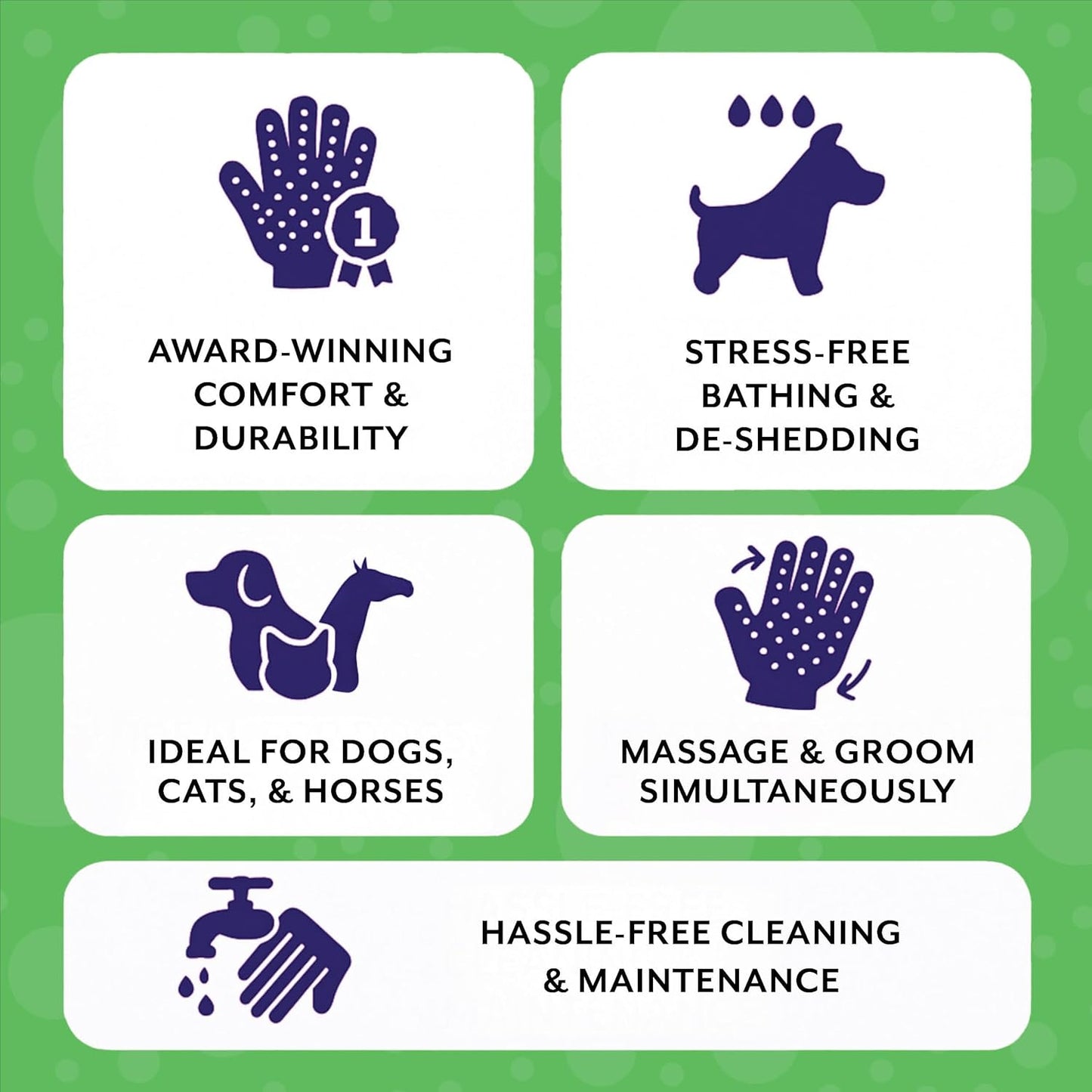 H HANDSON Pet Grooming Gloves - Patented #1 Ranked, Award Winning Shedding, Bathing, & Hair Remover Gloves - Gentle Brush for Cats, Dogs, and Horses (Purple, Small)