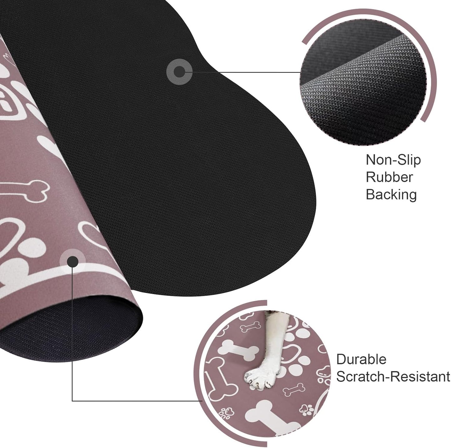 Dog Cat Mat for Food and Water,Rapid Absorbent Pet Feeding Mat, Bone Shaped Dog Placemat Bowl Mat with Rubber Backing,No Stains Pet Food Mats Indoor, Pet Accessories Supplies,Brown 16"×24"