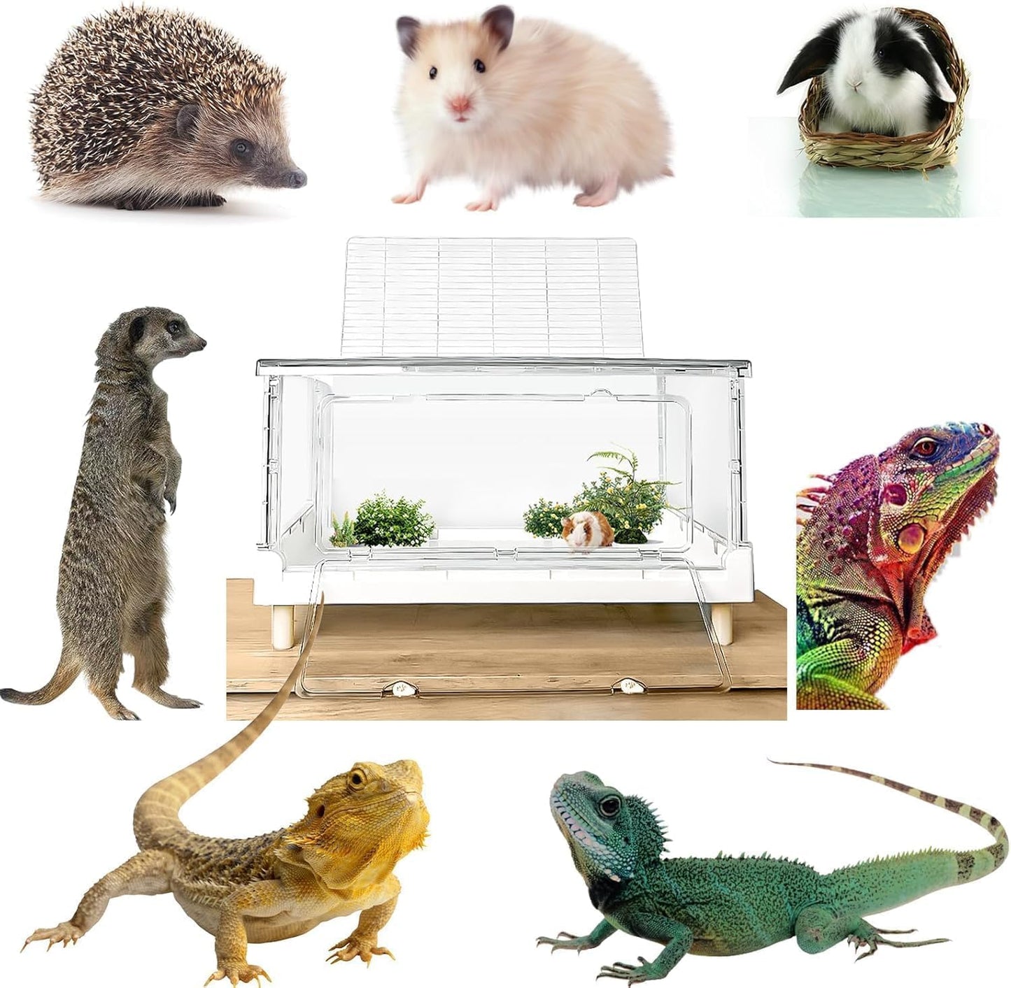 Hamster Cage & Guinea Pig Cages, Acrylic Cage for Small Animal Pets, Large Transparent Gerbil Cage and Habitats, Hedgehog, Dwarf Hamster, Rat, Mouse, Ferret, Bunny, Quail, Extendable, Stackable