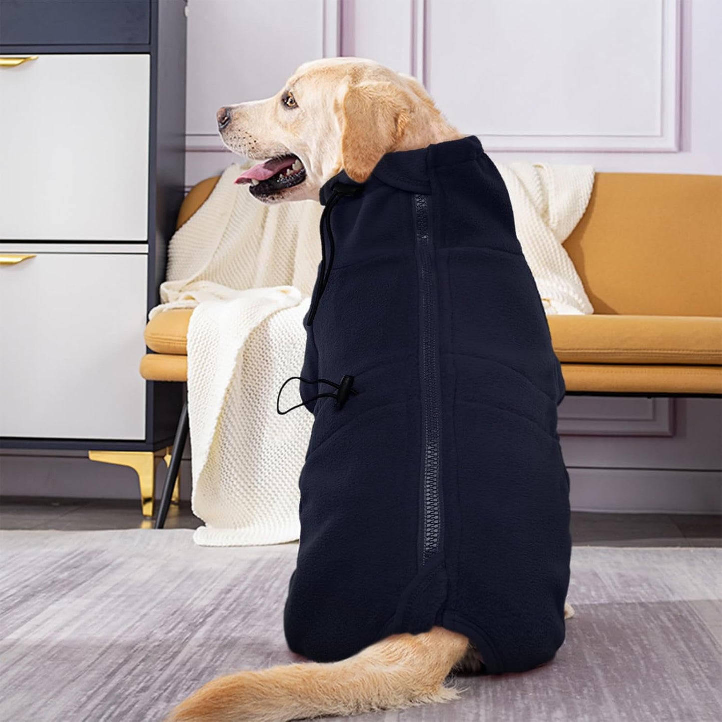 ROZKITCH Dog Winter Clothes, Pet Windproof Warm Cold Weather Jacket Vest Cozy Jumpsuit Apparel Outfit Clothes for Small Medium Dog Walking Hiking Sleep Blue S