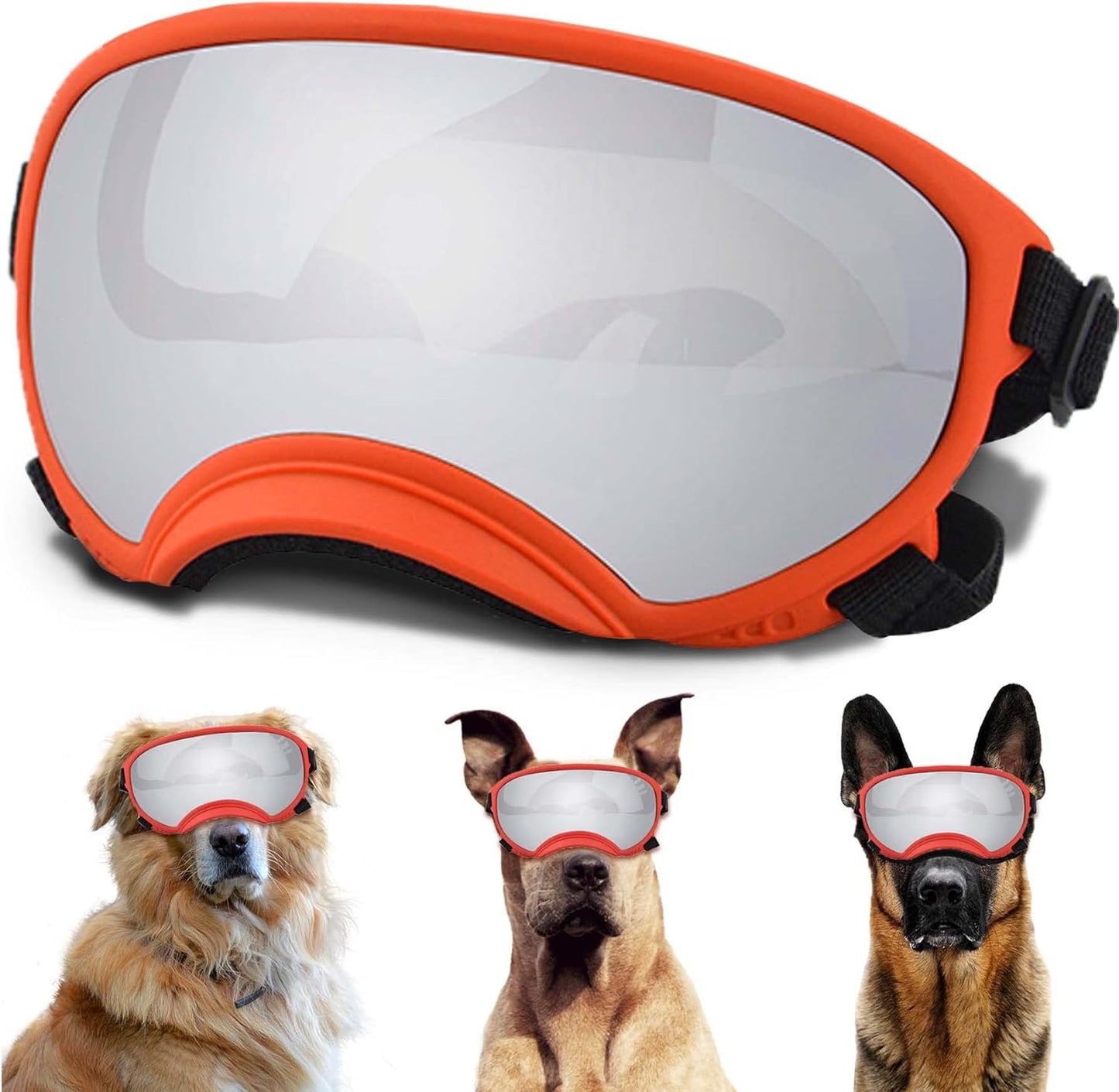 Dog Sunglasses, Large, UV Protection, Adjustable Strap, Soft Foam, Black