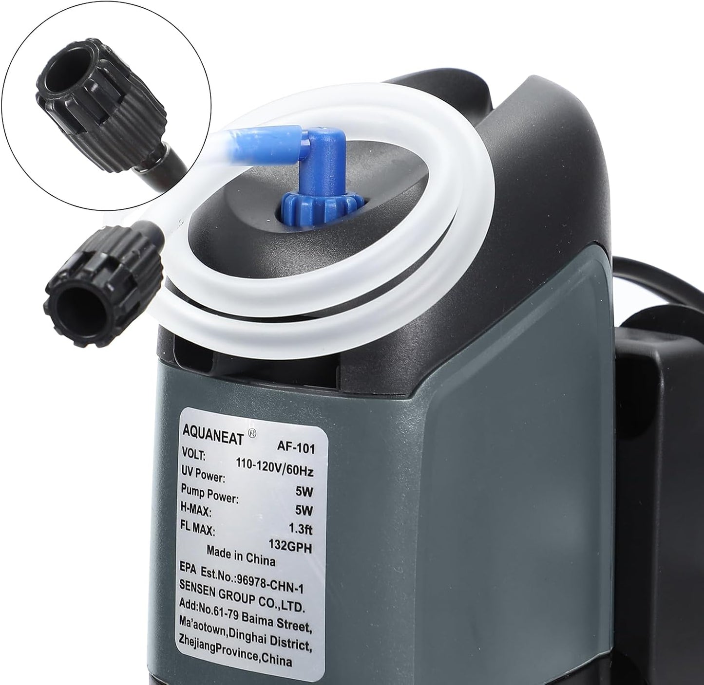 AQUANEAT Aquarium Filter 5W UV Bulb Green Water Killer Submersible Pump Filter 132 GPH for 75 Gallon Fish Tank