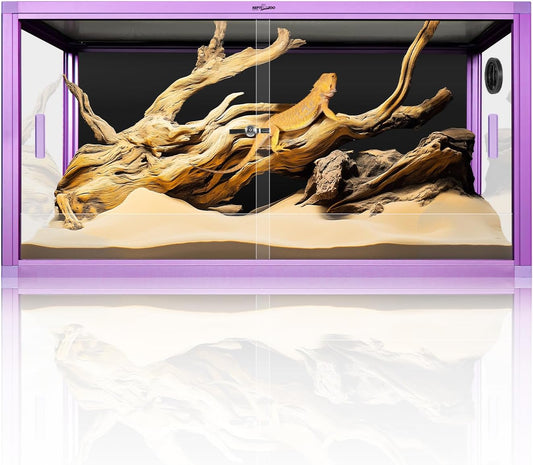 REPTI ZOO 50 Gallon Reptile Terrarium, 36" x 18" x 18" Light Weight Reptile Enclosure, Colored Reptiles Tank with Tempered Glass Door, Large Habitat for Bearded Dragon, Snake, Lizard, Gecko-Purple
