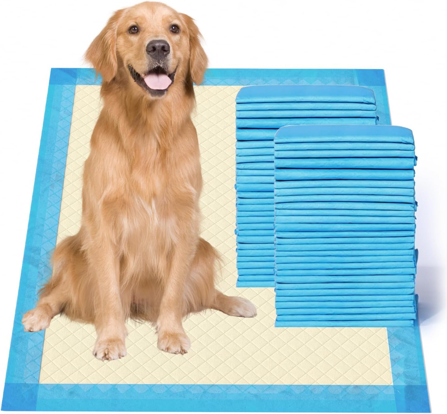 Gardner Pet Ultra Absorbent Thicker Dog Pee Pads Extra Large XL 28"x34" Leak-Proof Odor-Control Blue Puppy Training Pads Full Edge-Wrapping Pad for Dogs Dogs, Puppies, Doggie, Cats, Rabbits - 50 Ct