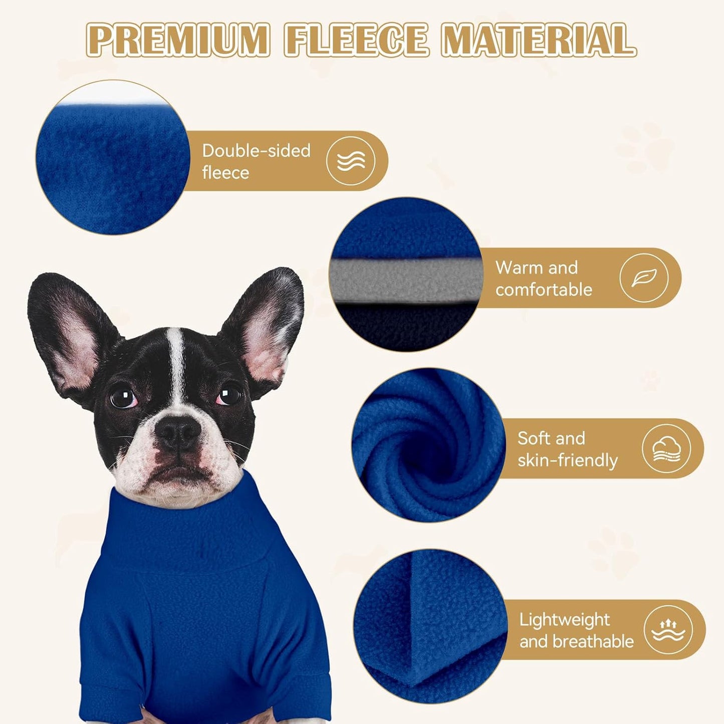 3 Pack Dog Sweater Fleece Turtleneck Soft Warm Sweatshirt Dog Sweaters for Small Dogs Puppy Sweater Boy Girl Pet(Gray+Royal Blue+Navy,XS)