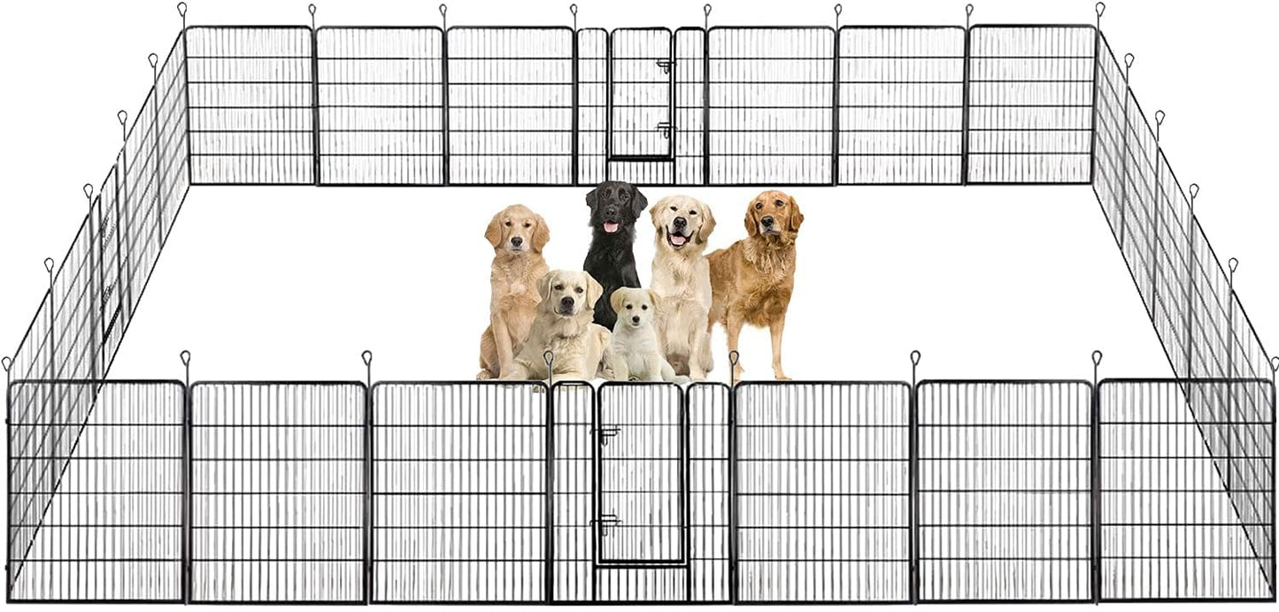BestPet Dog Playpen Indoor 40 inch 24 Panels Metal Dog Pen Pet Dog Fence Outdoor Exercise Pen with Doors,Pet Puppy Playpen for RV Camping Yard, Black