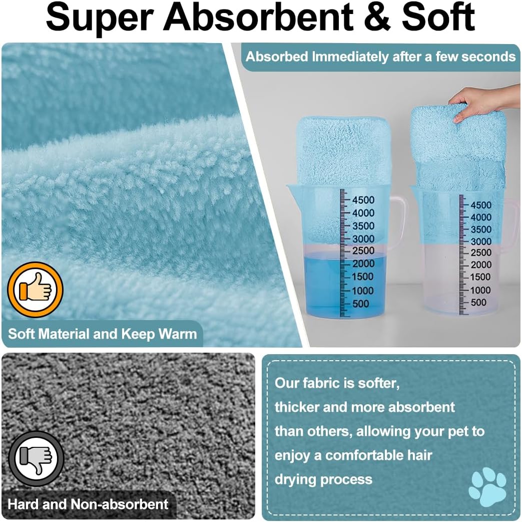 Giant Dog Bath Bubble, Quick Drying Super Absorbent Used for After Bathing, Warm Dog Towels, Adjustable Hoodies and Belts for Pet Dogs Bath Clothes Products (Blue, 6XL)