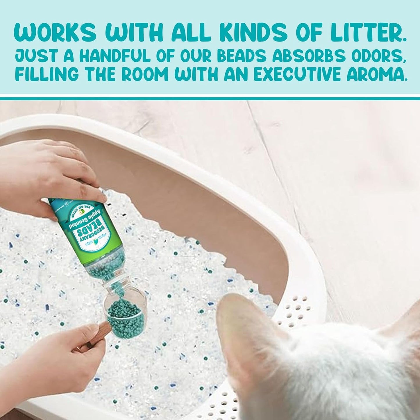 Deodorant Beads - Area Deodorizer for Cat Litter Boxes, Low-Dust, Non-Toxic, Superior Odor Control, Pet-Safe, Cleaner Air