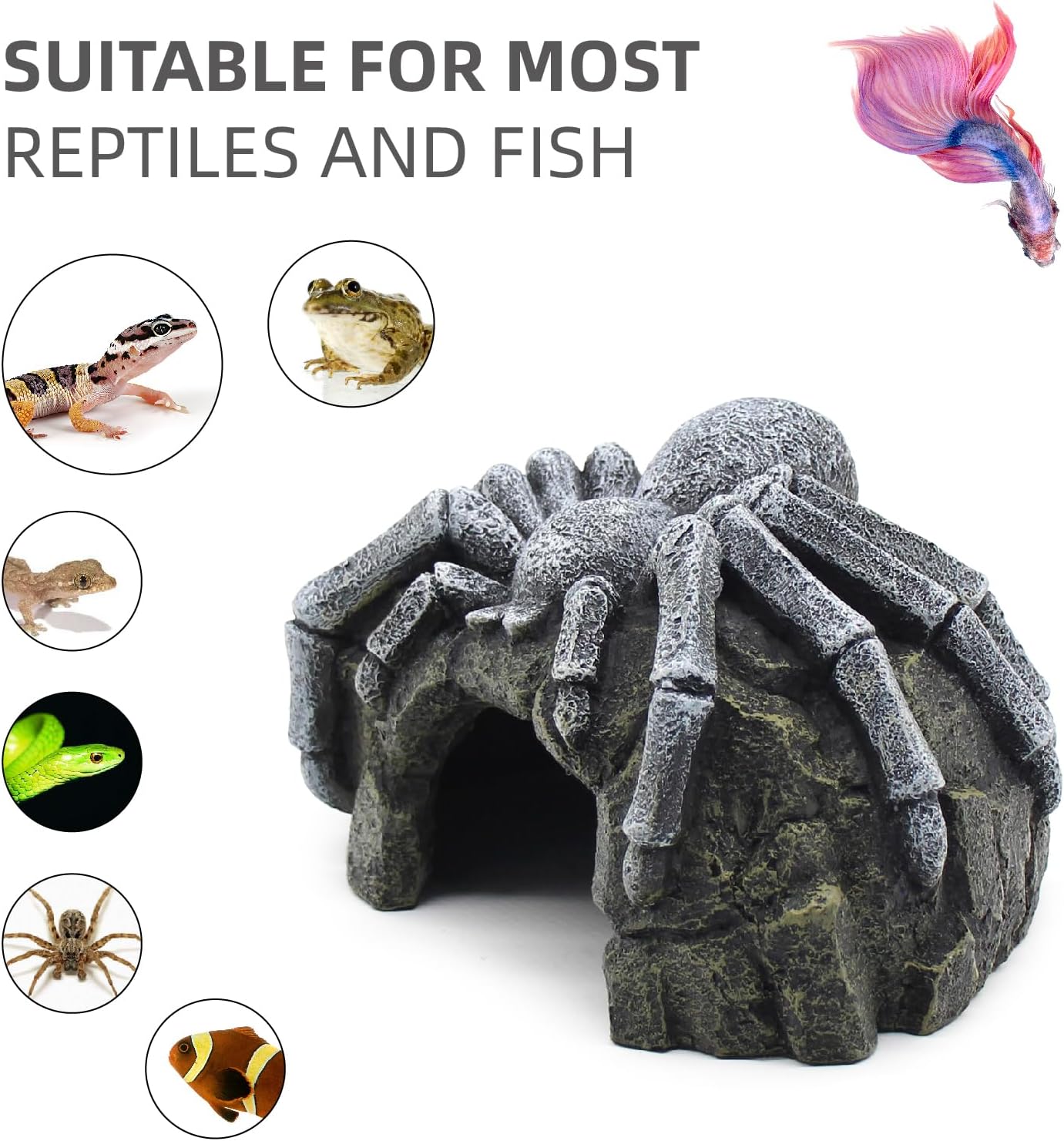 Reptile Rock Cave Hideouts Terrarium Habitat Decor Gecko Tank Accessories for Fish, Reptiles, Amphibians,Frogs, Snakes,Lizards,Shrimps, Spiders and Small Animals Crab