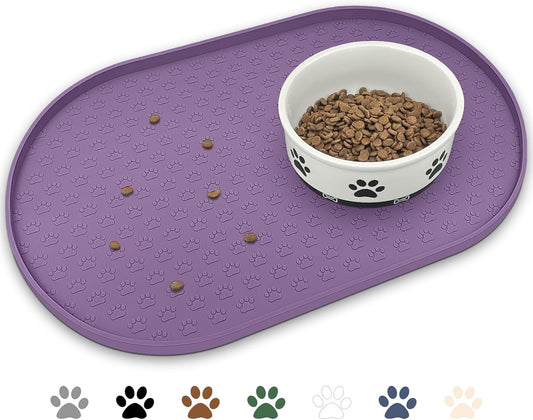 KPWACD Dog Food Mat Anti-Slip Bowl Mats for Food and Water, High-Lips Waterproof Pet Placemat Prevent Messy Spills to Floor, Silicone Puppy Feeding Trays for Large Medium Small Dogs Cats
