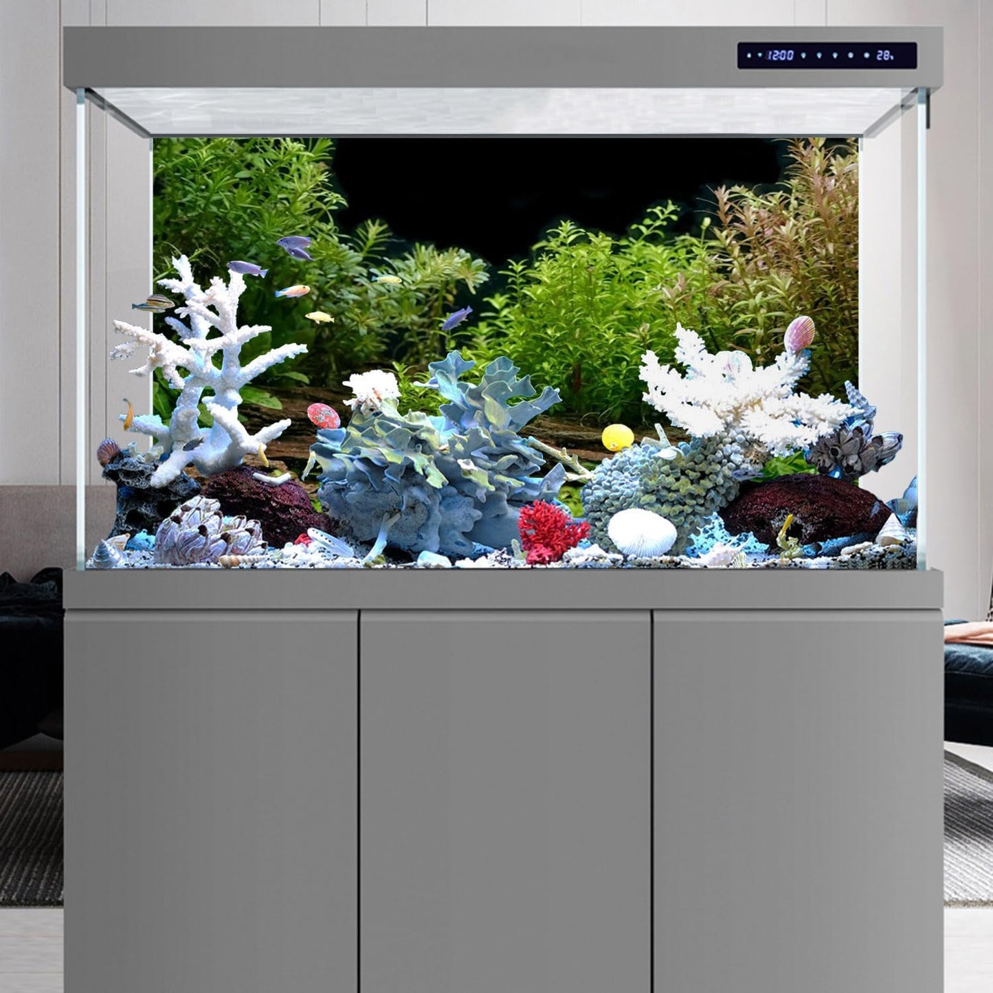 AWERT Aquarium Background River Bed & Lake Aquatic Plant Fish Tank Background Vinyl 36x24 inches