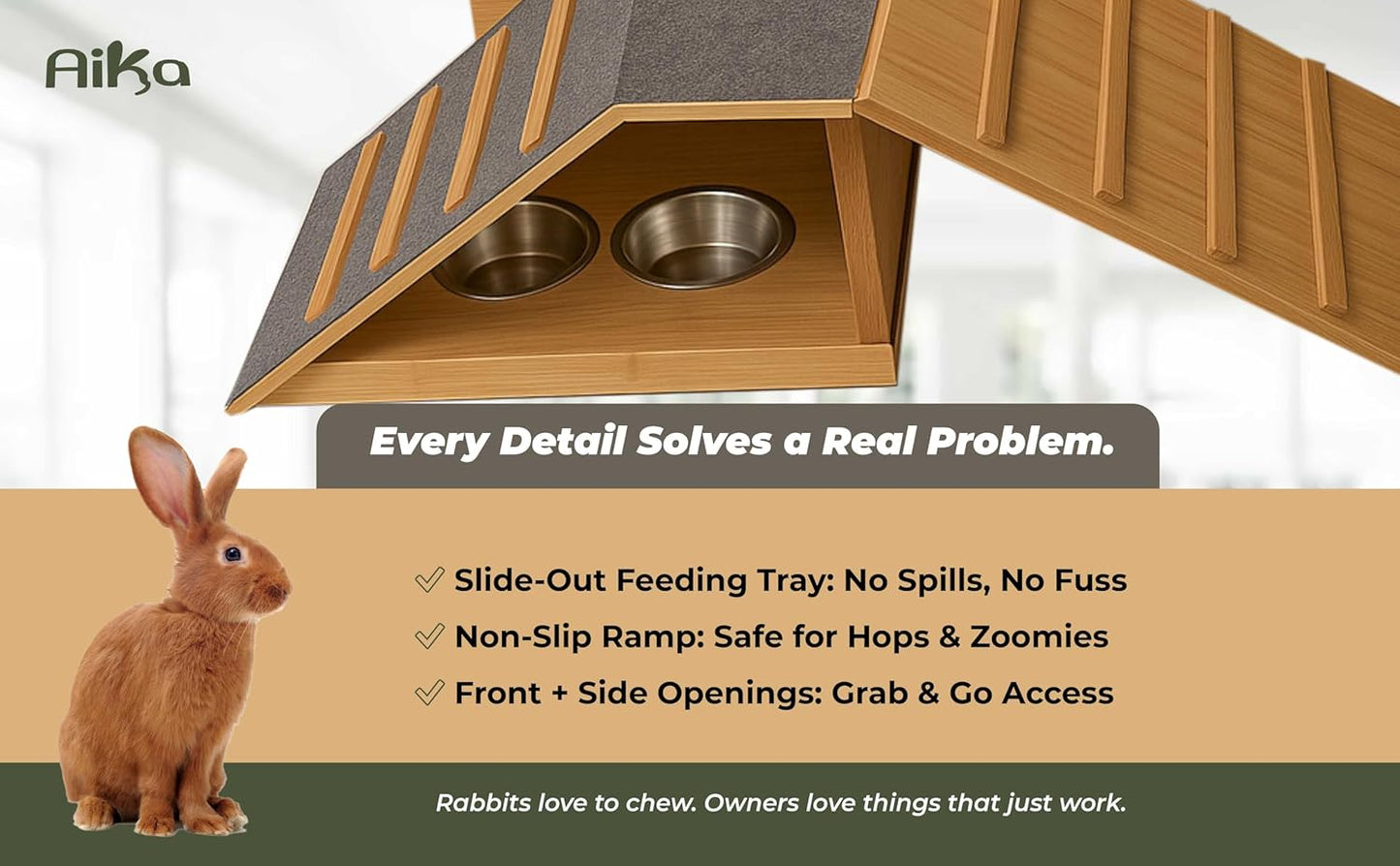 Wooden Rabbit Hideout Castle – Indoor Bunny House & Hut for Rabbits, Guinea Pigs, Chinchillas & Small Pets – Medium Size Habitat – Durable Wooden Rabbit House for Indoor & Outdoor Use