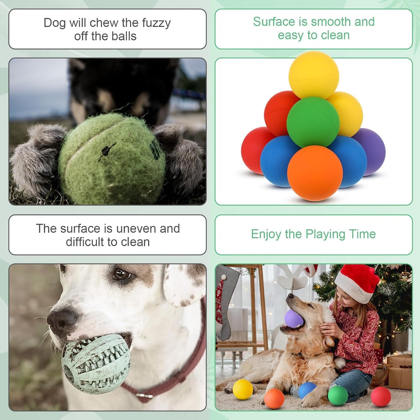 Shappy 24 Pieces Rubber Dog Tennis Balls for Dog Colorful Catching Pet Balls for Fetch Training 2.4 Inch Interactive Bounce and Floatable Toy for Park Beach