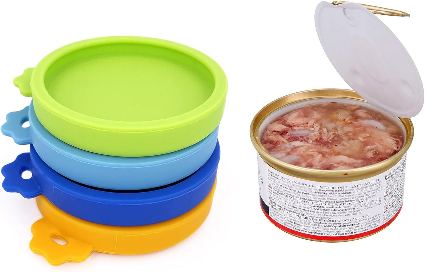 Comtim 3 Pack Cat Food Can Lids, Silicone Small Pet Food Can Lids Covers for 3 oz Cat Food Cans