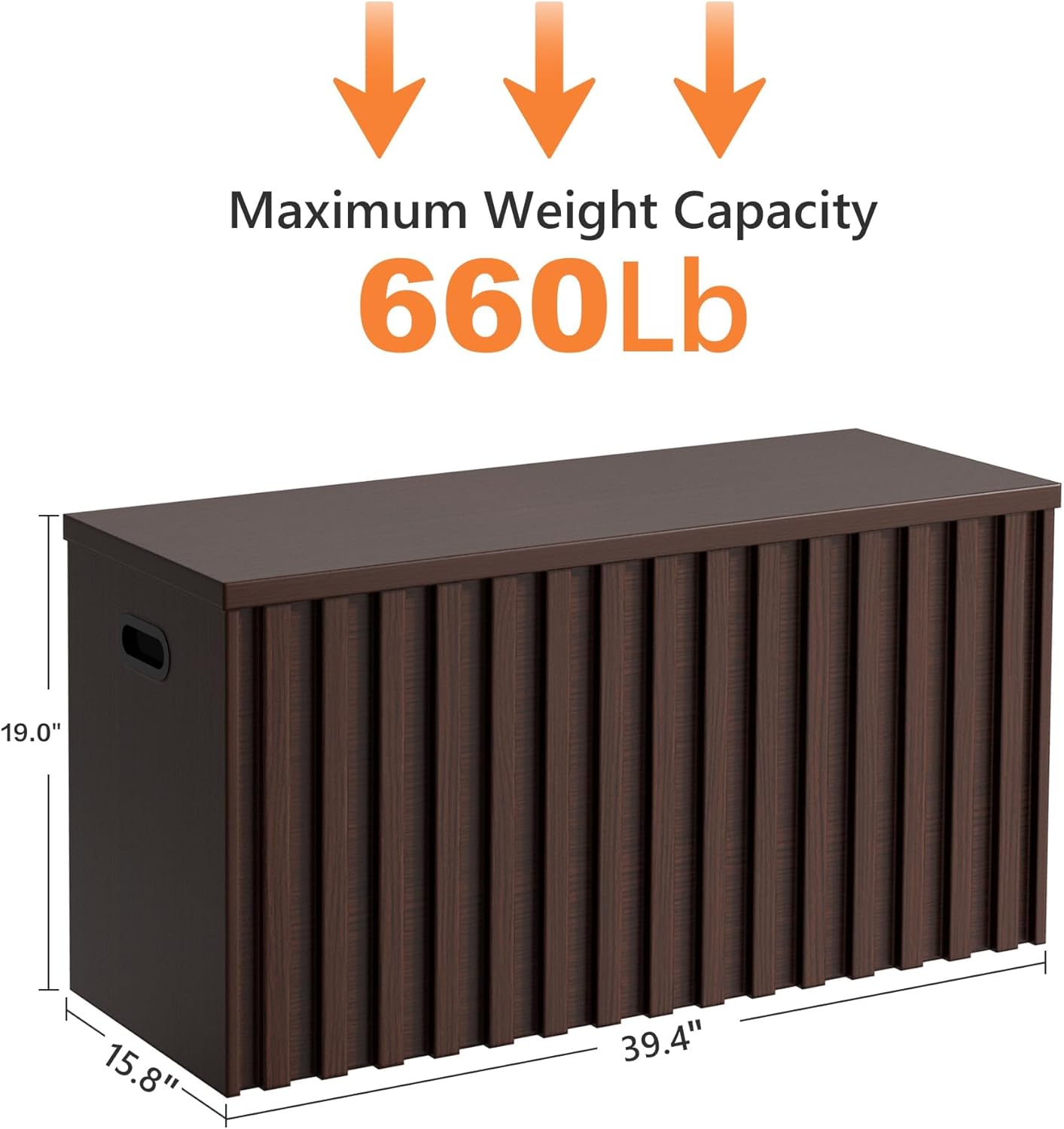 UEV Storage Bench,39.4" Wood Box, Storage Trunk with 2 Safety Hinges, Ottoman Storage Chest, Fluted Storage Bench for Bedroom, Entryway, Living Room (Walnut)