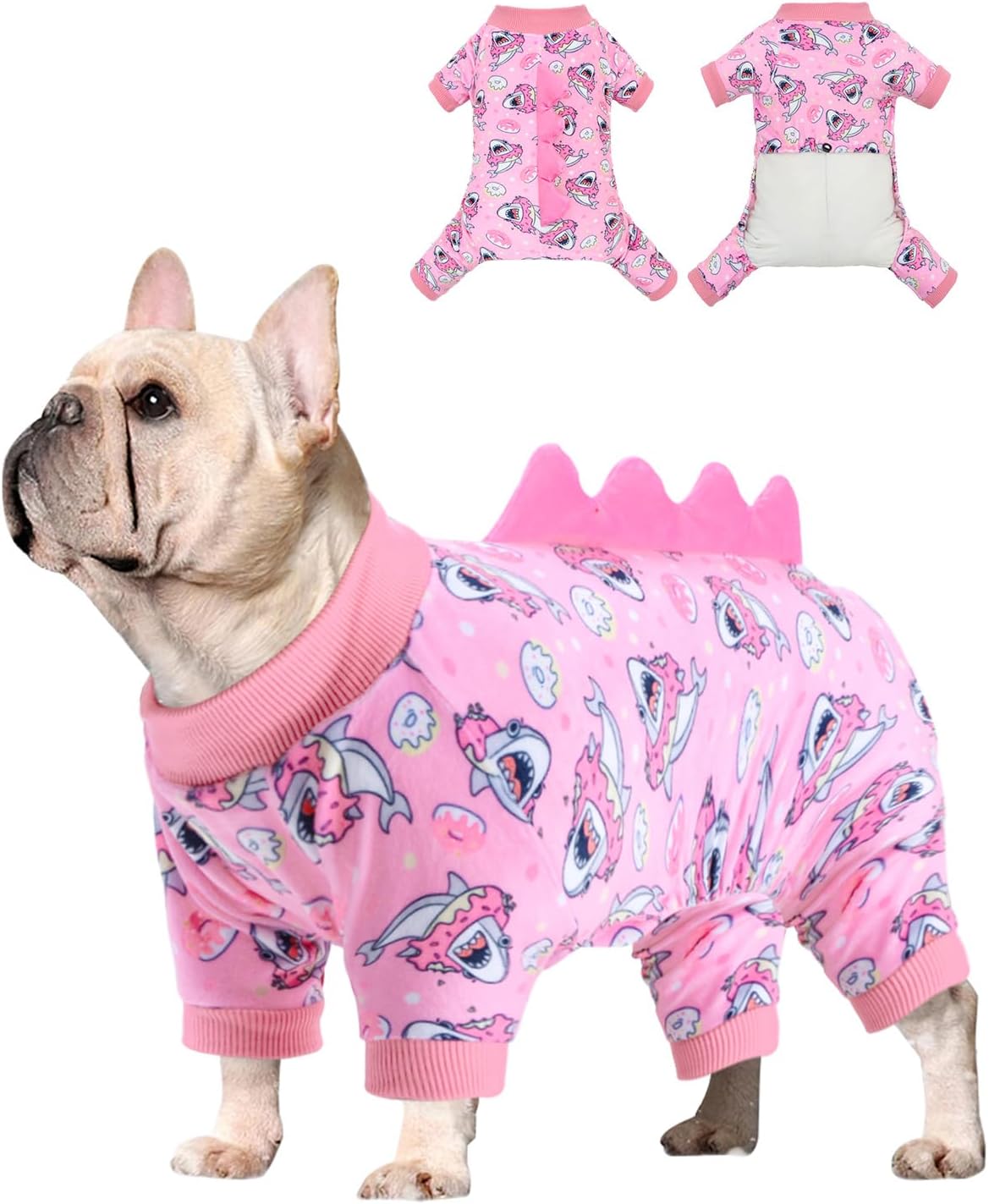 CuteBone Dinosaur Costume Dog Pajamas, Stretchy Spandex Crystal Velvet Sleepwear Coat for Small Dogs, Soft & Warm Pet Outfit Clothes for Cold Weather, Cozy Pullover Design COSP09XL