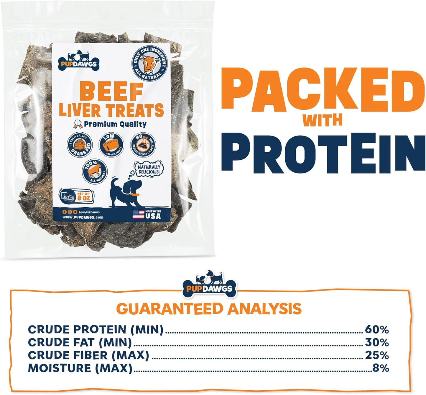 Beef Liver Dog Treats - Hickory Smoked Flavor, Nutritious Dehydrated Liver Dog Treats (8oz Package)