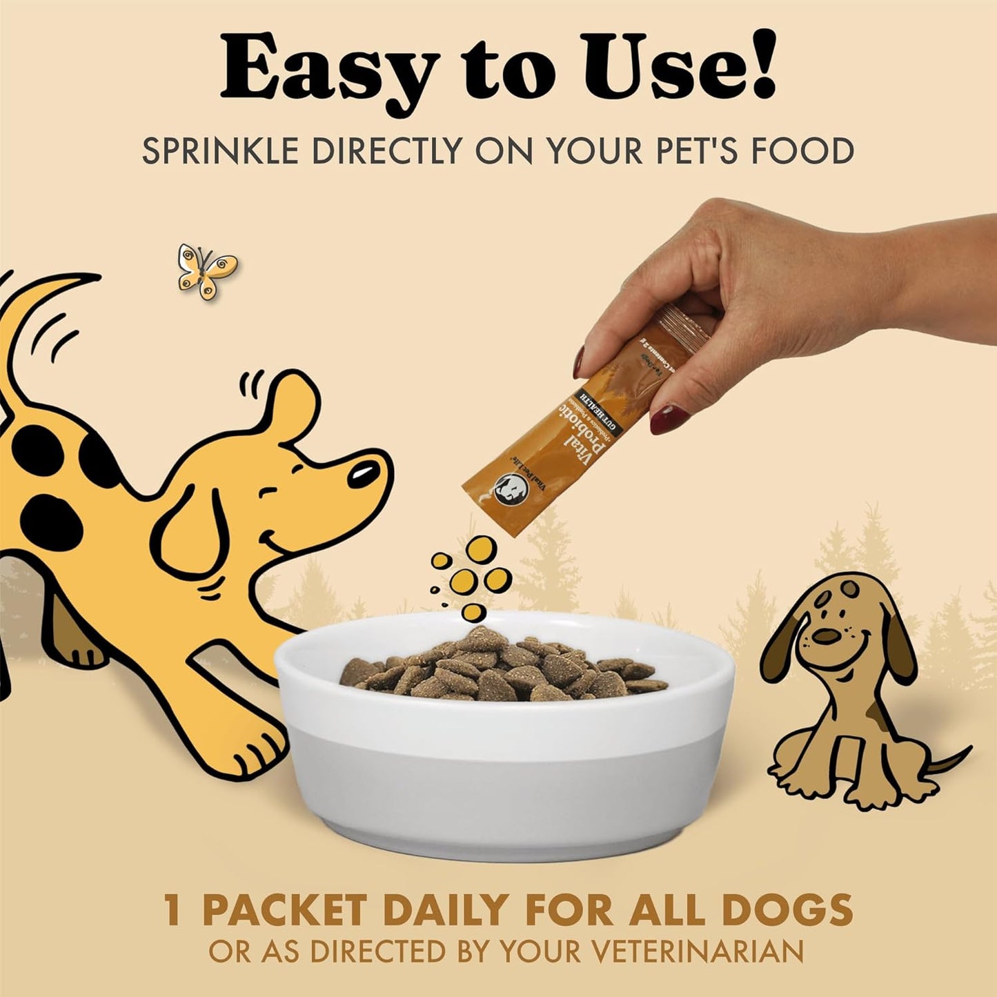 Vital Probiotics for Dogs - Wolf Microbiome, Daily Digestive Health, Dog Probiotics for Digestive Health, Powder Probiotic Supplement, Prebiotics & Postbiotics, Veterinarian Developed, 30 Packets