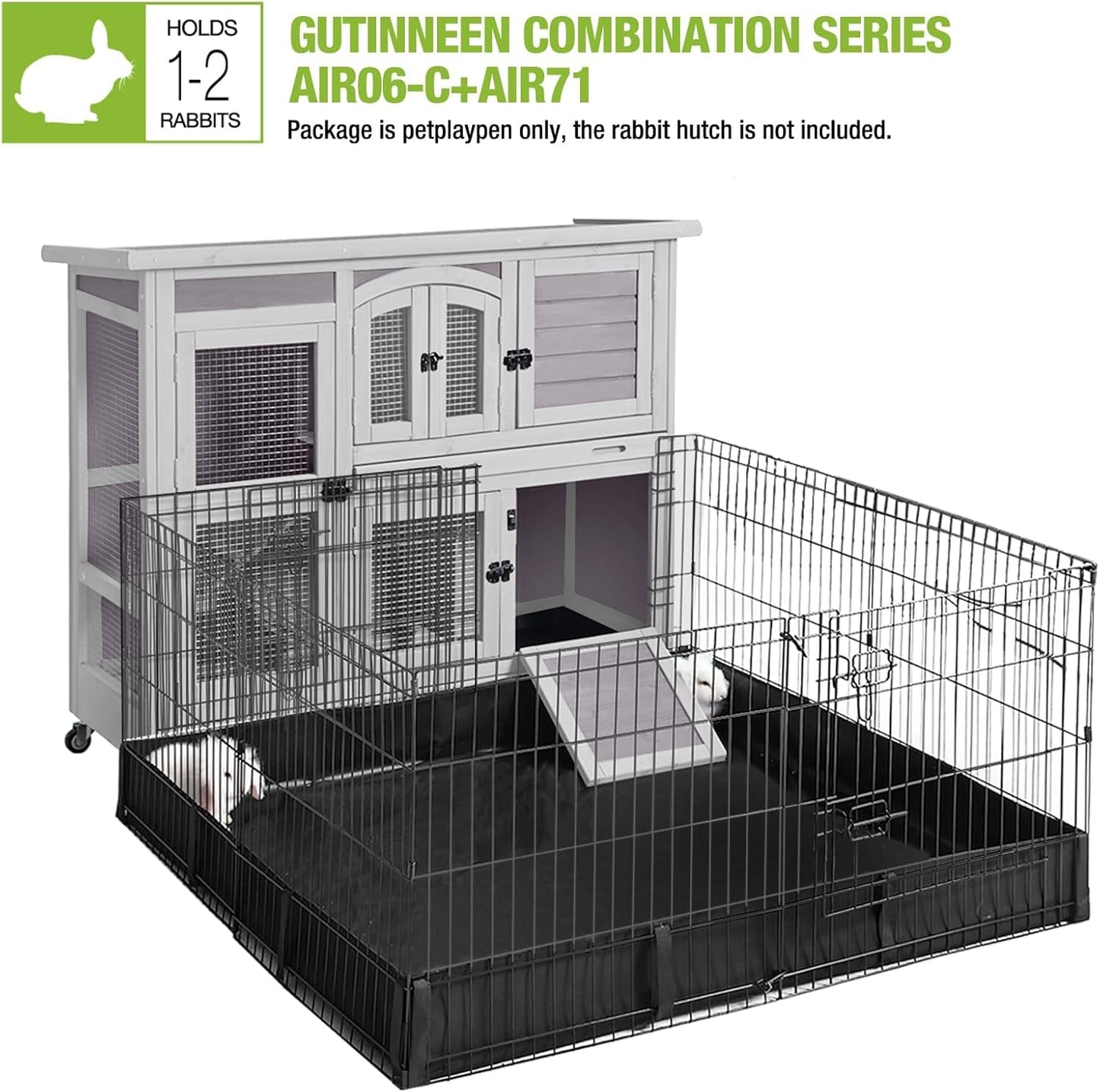 GUTINNEEN Guinea Pig Cage 2 Story Indoor Rabbit Hutch Outdoor Bunny House with Wheels and Leakproof Tray 47" L