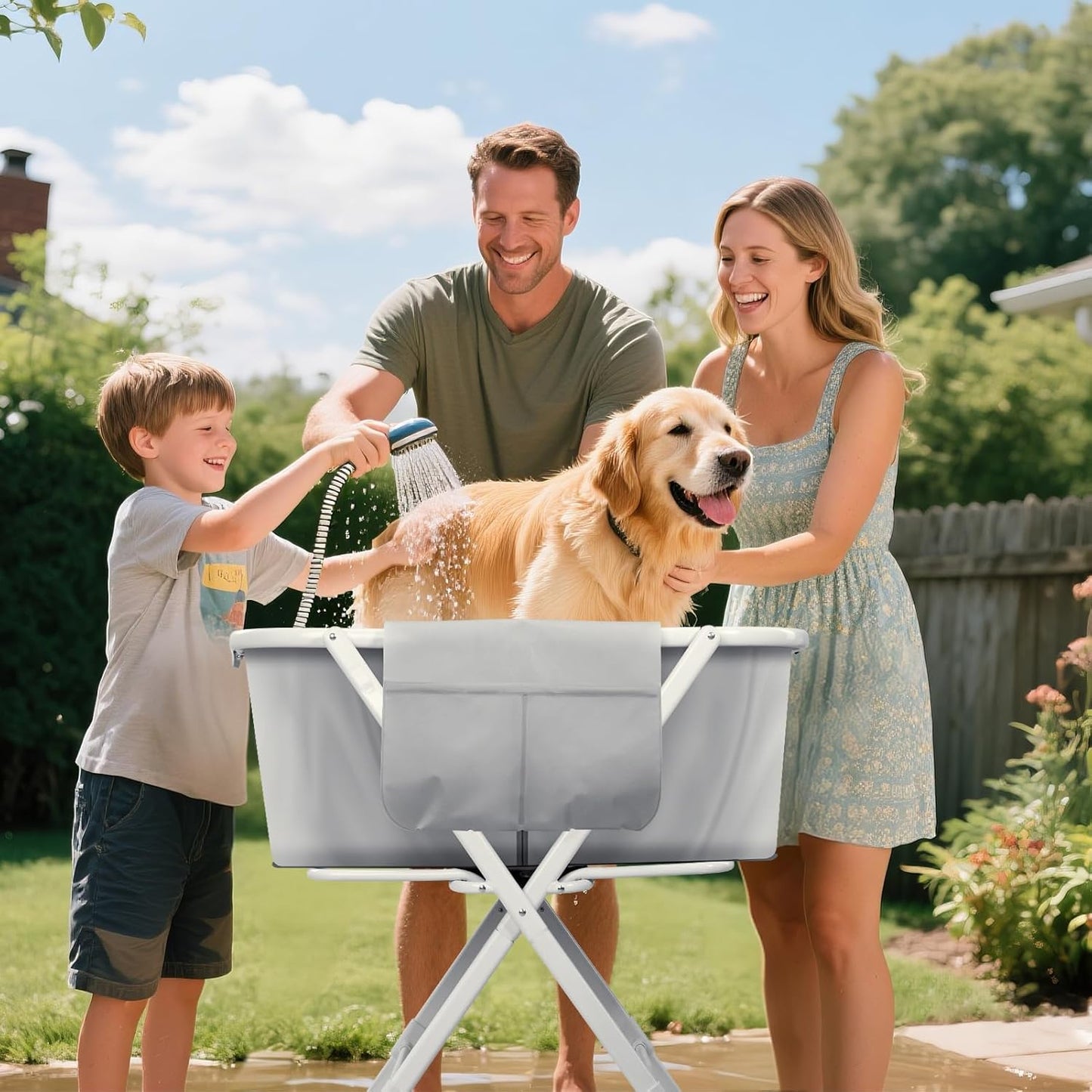 Portable Dog Bathtub, Elevatable Dog Washing Station for Bathing Shower and Grooming, Collapsible Dog Bath Tub for Small/Medium/Large Dogs, Cats & Other Pet (Puppy Bathtub)