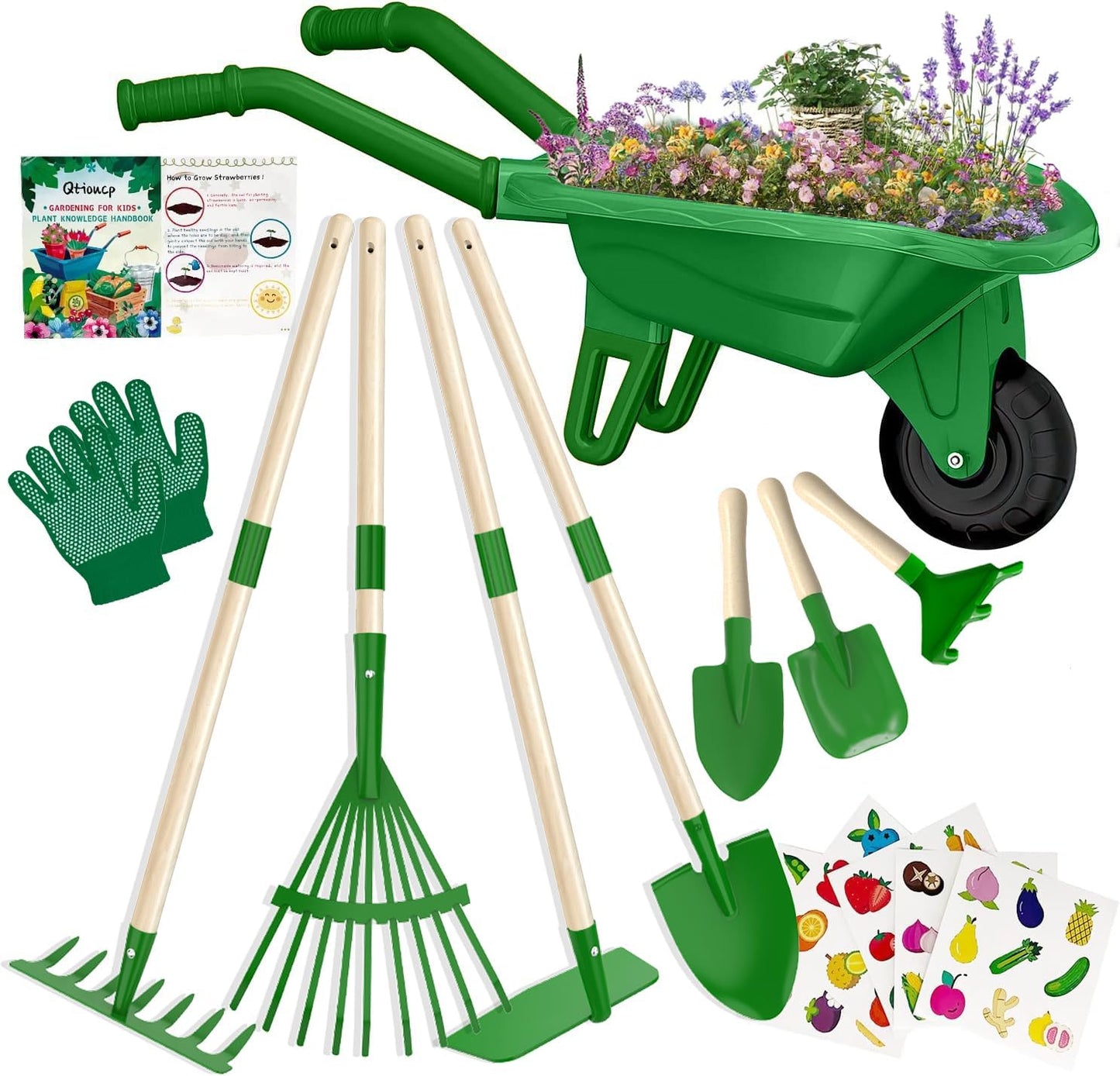Kids Gardening Tools Outdoor Toys Set Backyard Play with Wheelbarrow Educational STEM Learning Pretend Toys Outdoor Indoor for Toddlers Kids Boys Girls