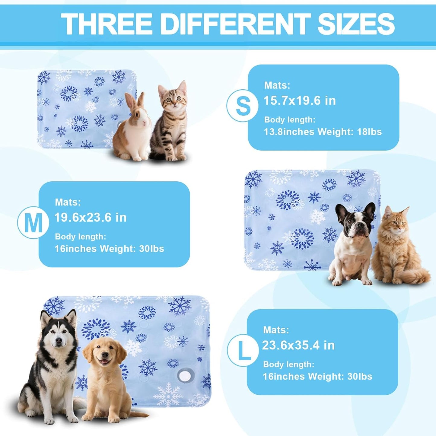 Dog Cooling Mat, Cooling Mat for Dogs & Cat, Provides Instant Relief for Small, Medium, Large Dogs, Washable, Non-Slip Design, Perfect for Hot Summer Days to Keep Pets Comfortable(M 19.6''*23.6'')