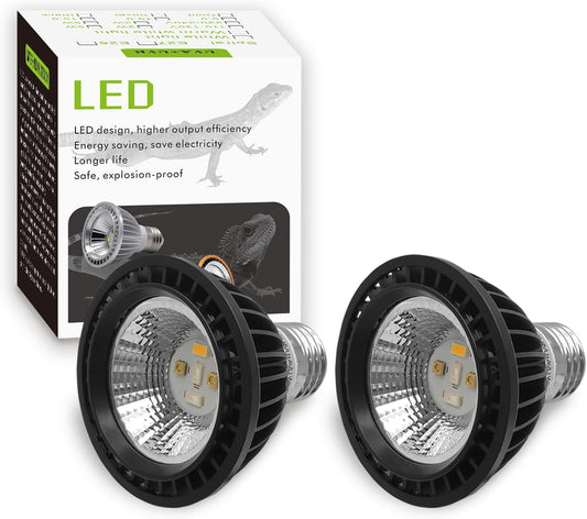 UVB Light Bulb for Reptiles, LED 3W 10.0 UVA UVB Heat Lamp Bulbs Ideal for Rainforest Reptiles, Bearded Dragons Lizard Turtle Tortoise Iguanas Chameleons Snake (2 Pack)