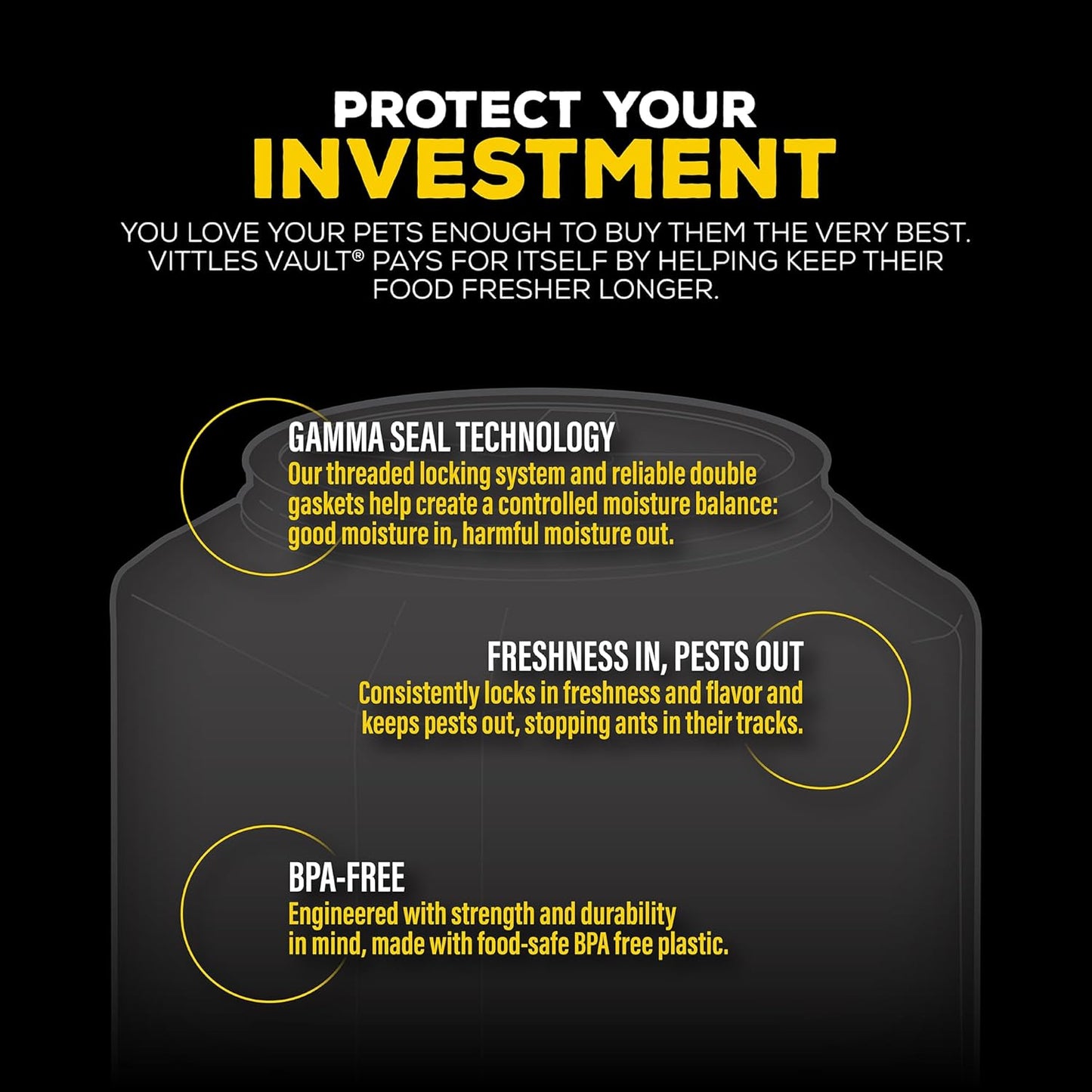 Gamma2 Vittles Vault Stackable Dog Food Storage Container with Sealing Lid, Up to 40 lbs Dry Pet Food Storage Container, USA-Made - [20.5"L x 12"W x 16.75"H]