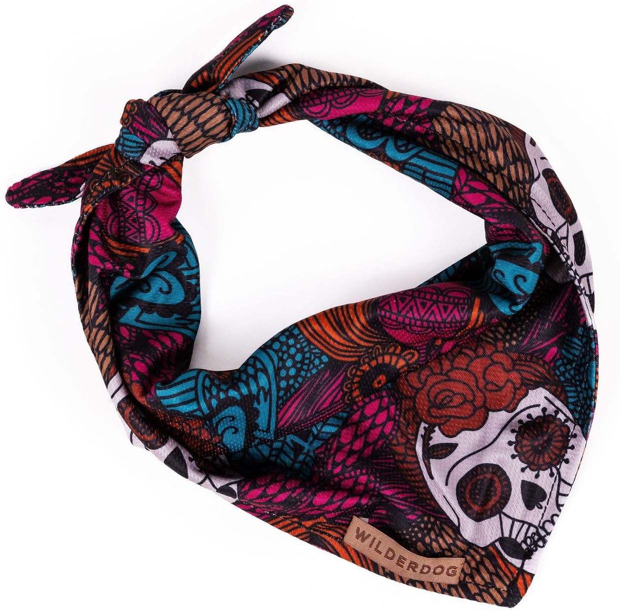 Wilderdog Dog Bandana with Lightweight Quick Drying Poly-Blend Mesh Material in Calavera